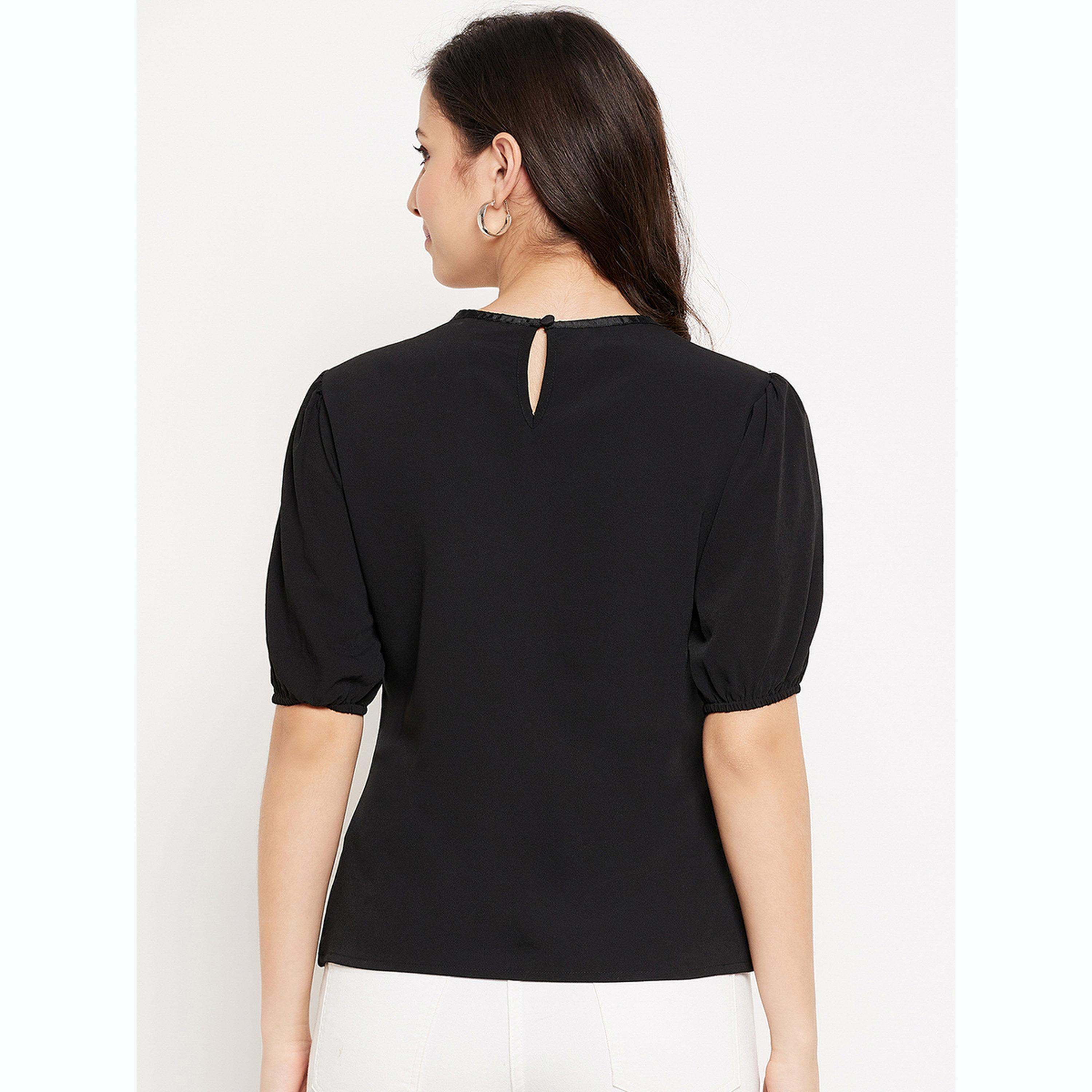 واين ريد × ستايلي - بلوزة سوداء بأكمام منفوخة للنساء-women-clothing-shirtsandblouses-blouses-image-3
