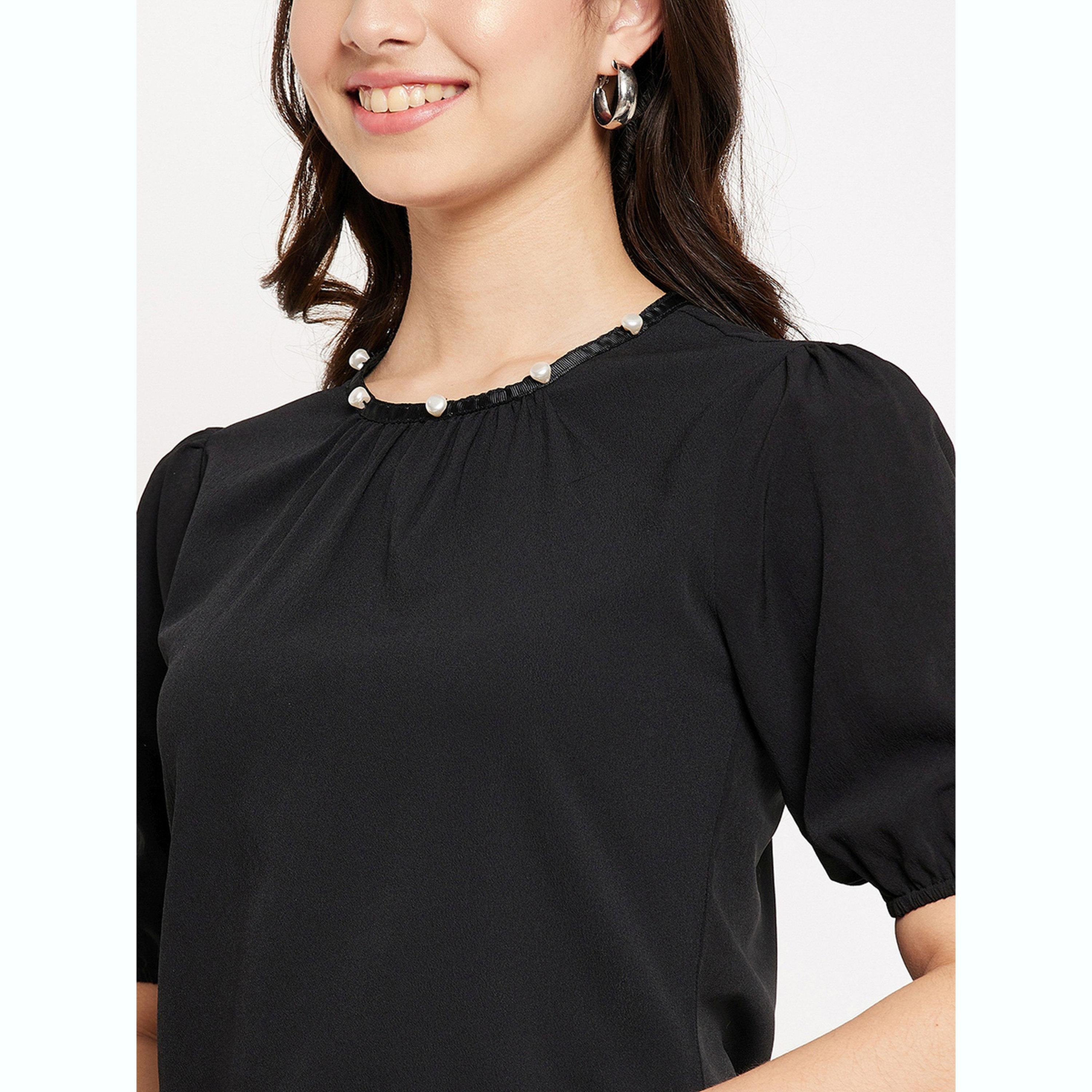 واين ريد × ستايلي - بلوزة سوداء بأكمام منفوخة للنساء-women-clothing-shirtsandblouses-blouses-image-6