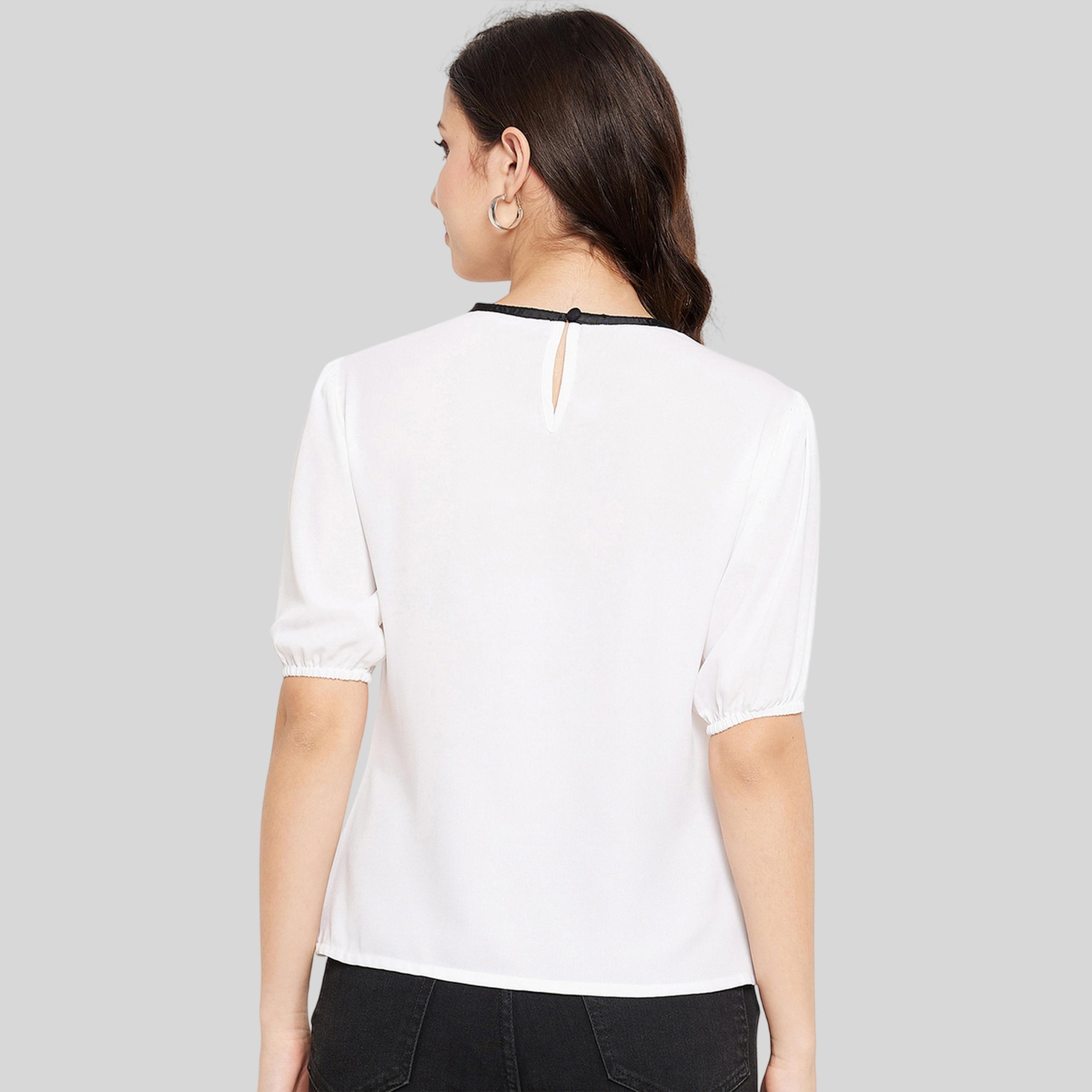 واين ريد × ستايلي - بلوزة بيضاء بأكمام منفوخة للنساء-women-clothing-shirtsandblouses-blouses-image-3