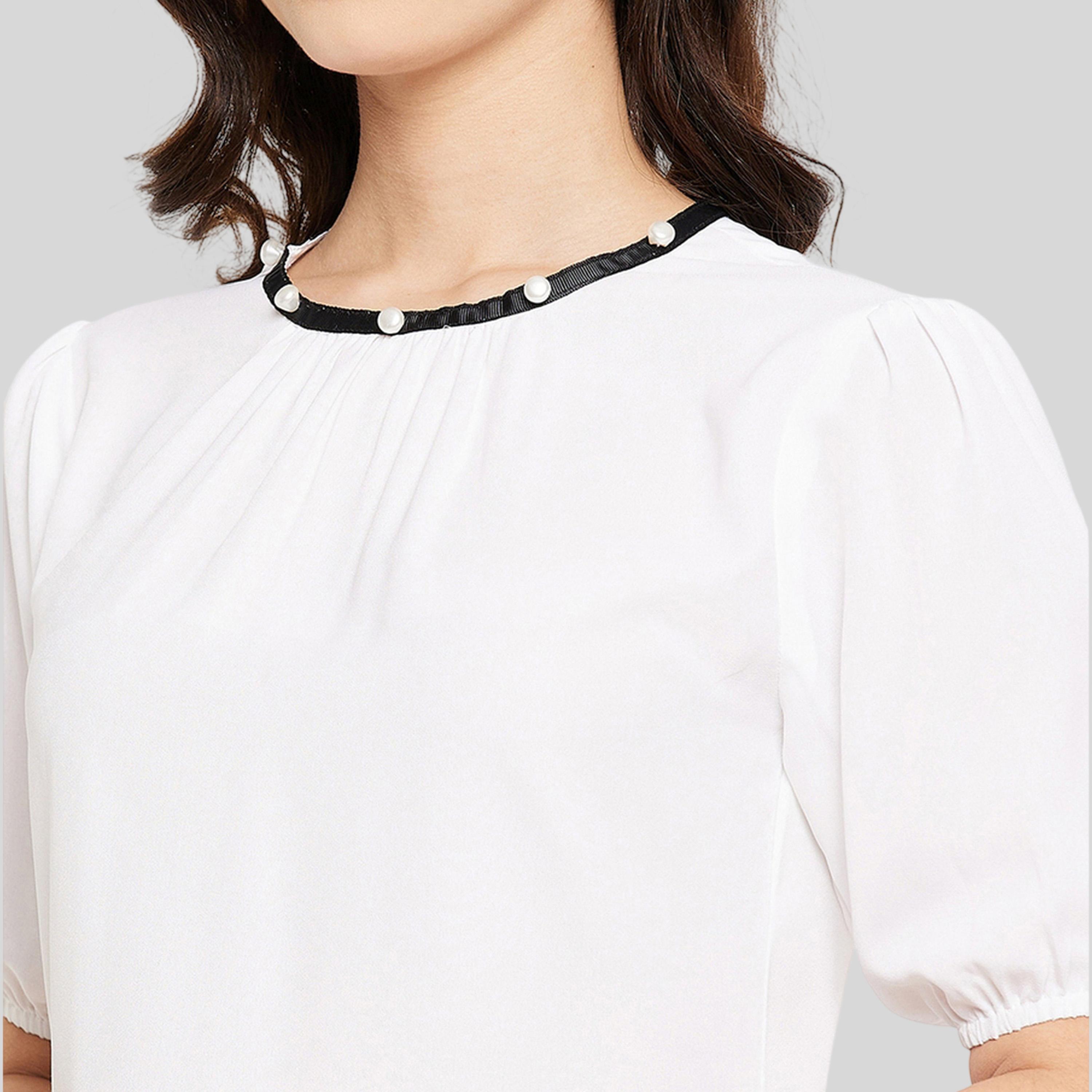 واين ريد × ستايلي - بلوزة بيضاء بأكمام منفوخة للنساء-women-clothing-shirtsandblouses-blouses-image-6