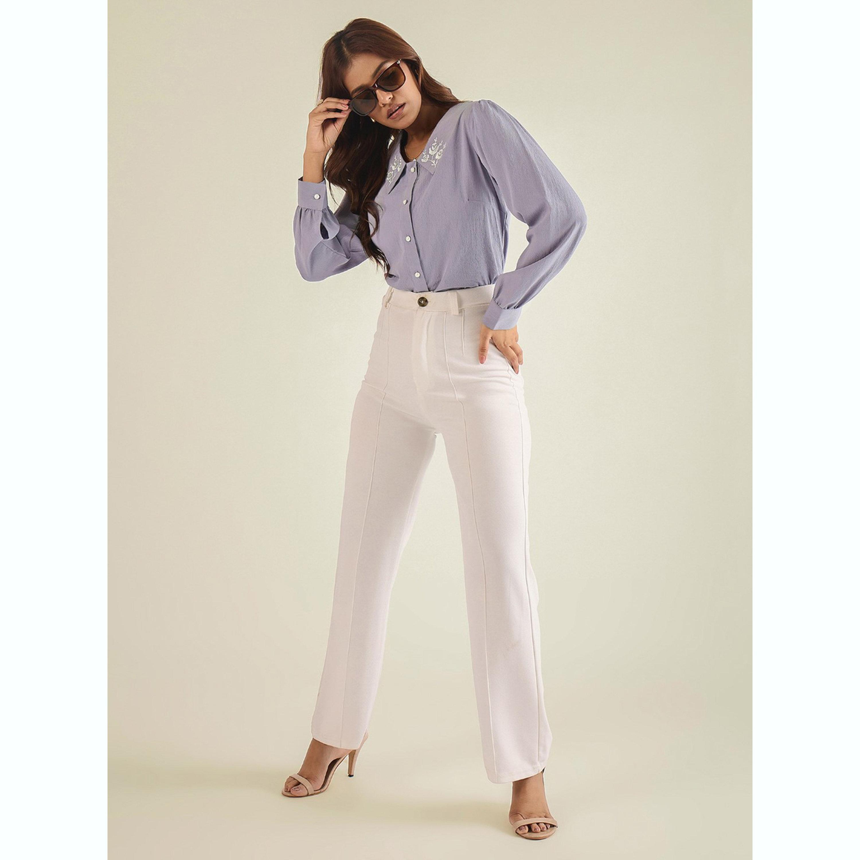 واين ريد × ستايلي - قميص مطرز باللون الأرجواني بياقة للنساء-women-clothing-shirtsandblouses-shirts-image-2
