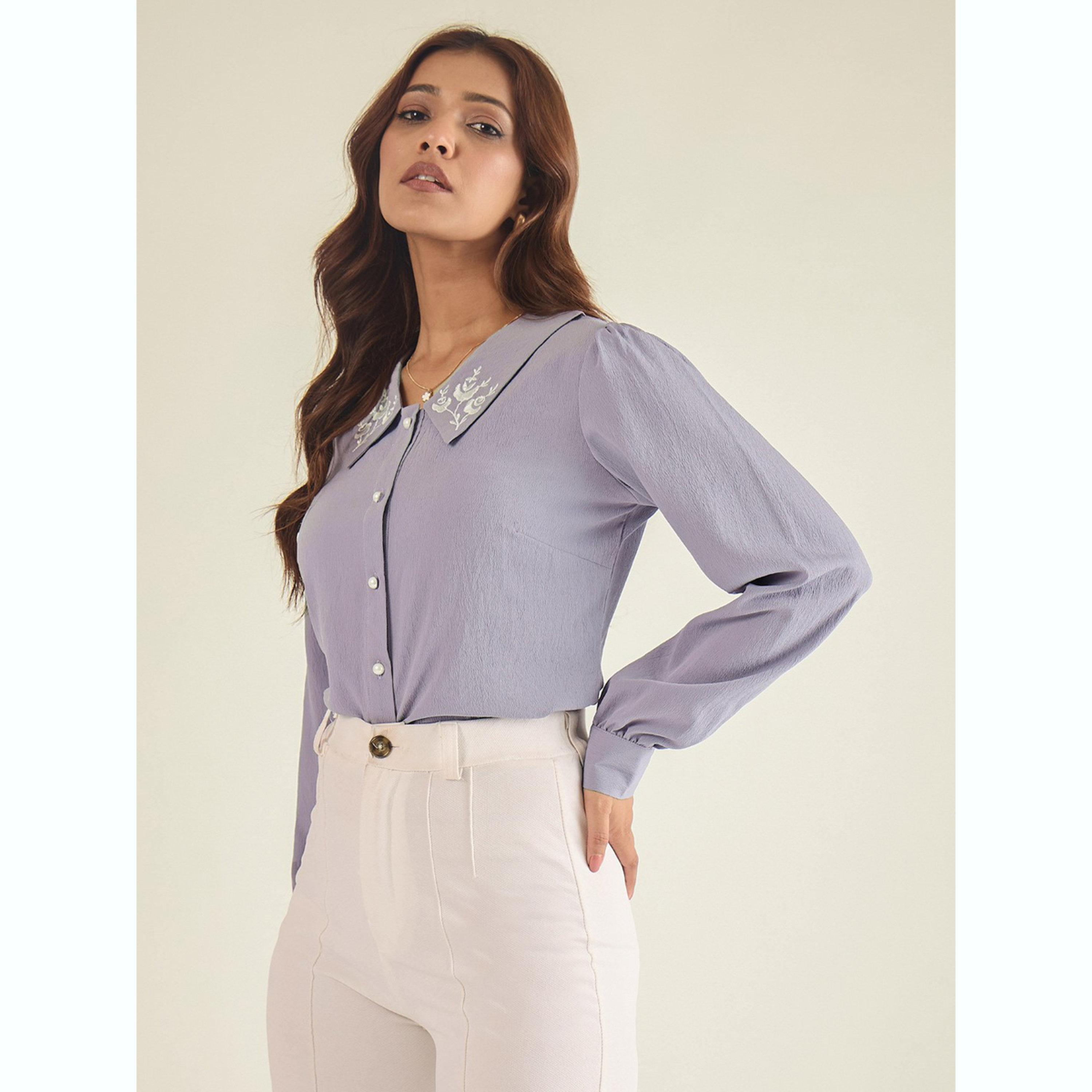 واين ريد × ستايلي - قميص مطرز باللون الأرجواني بياقة للنساء-women-clothing-shirtsandblouses-shirts-image-3