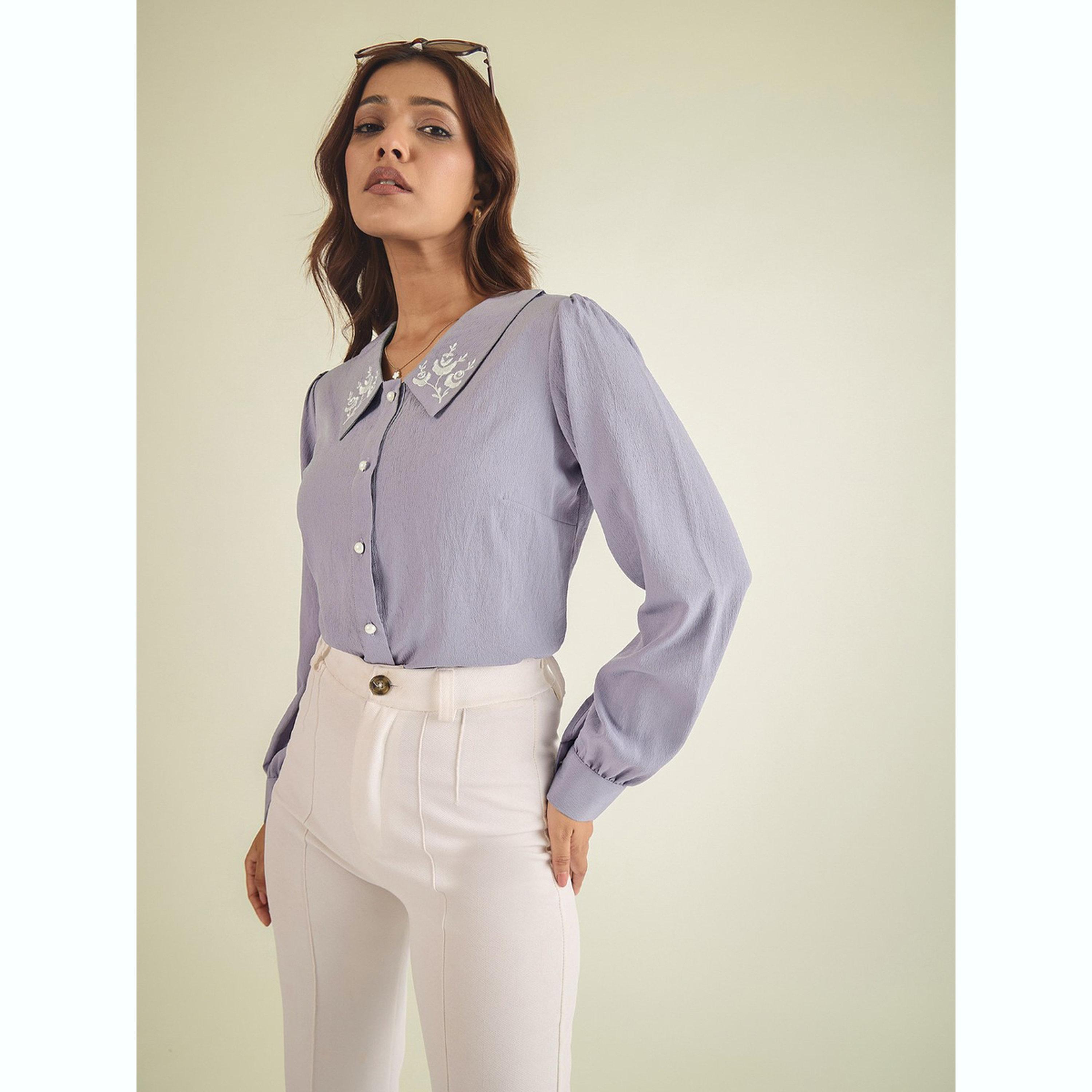 واين ريد × ستايلي - قميص مطرز باللون الأرجواني بياقة للنساء-women-clothing-shirtsandblouses-shirts-image-5