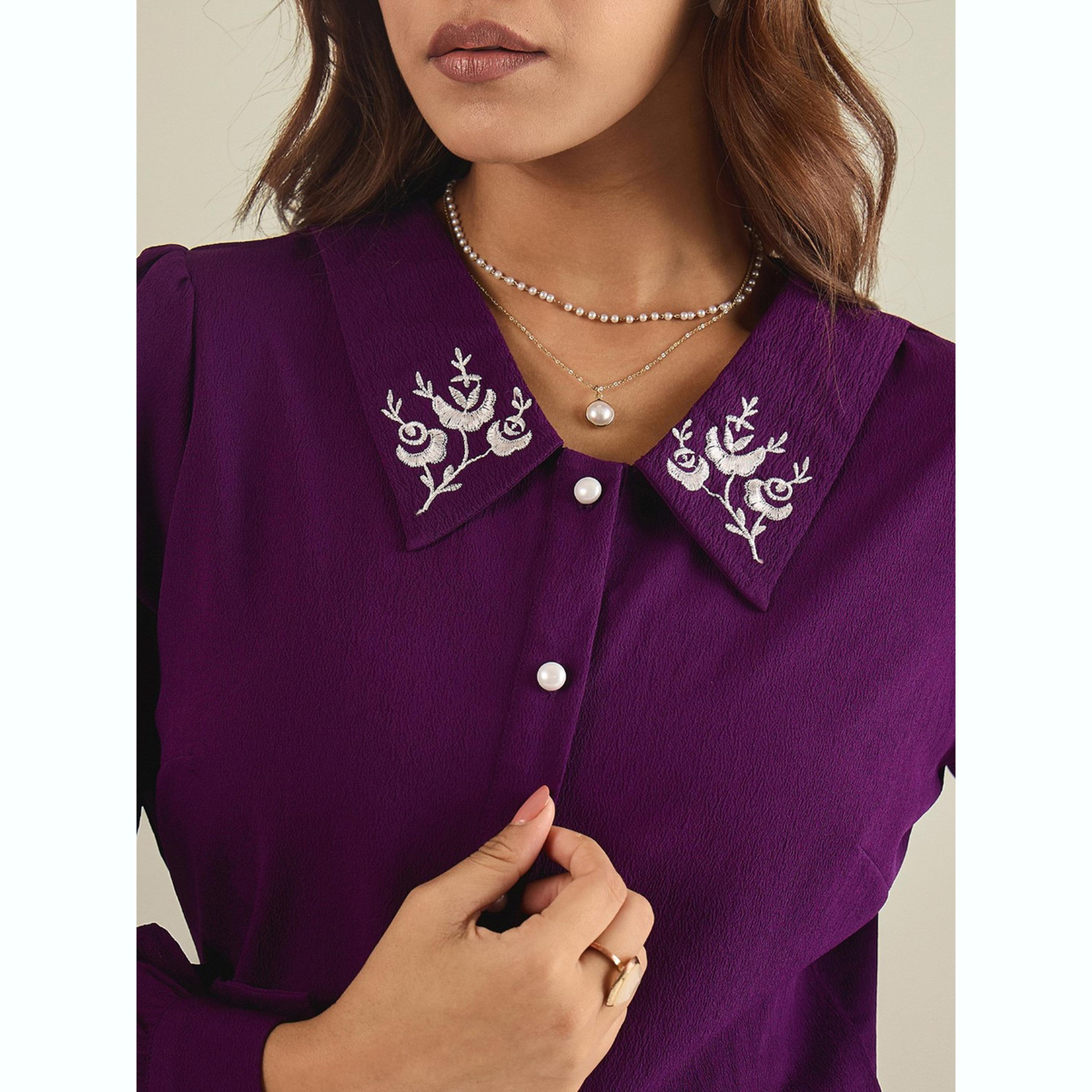 واين ريد × ستايلي - قميص مطرز باللون الأرجواني بياقة للنساء-women-clothing-shirtsandblouses-shirts-image-6
