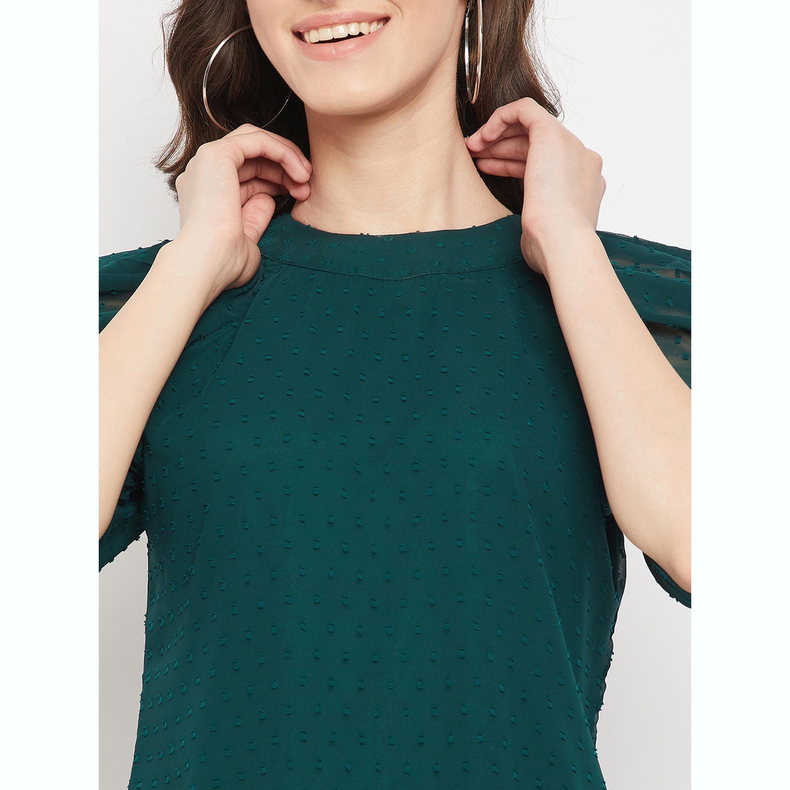 واين ريد × ستايلي - بلوزة خضراء بأكمام منفوخة من قماش شبكي للنساء-women-clothing-shirtsandblouses-blouses-image-6