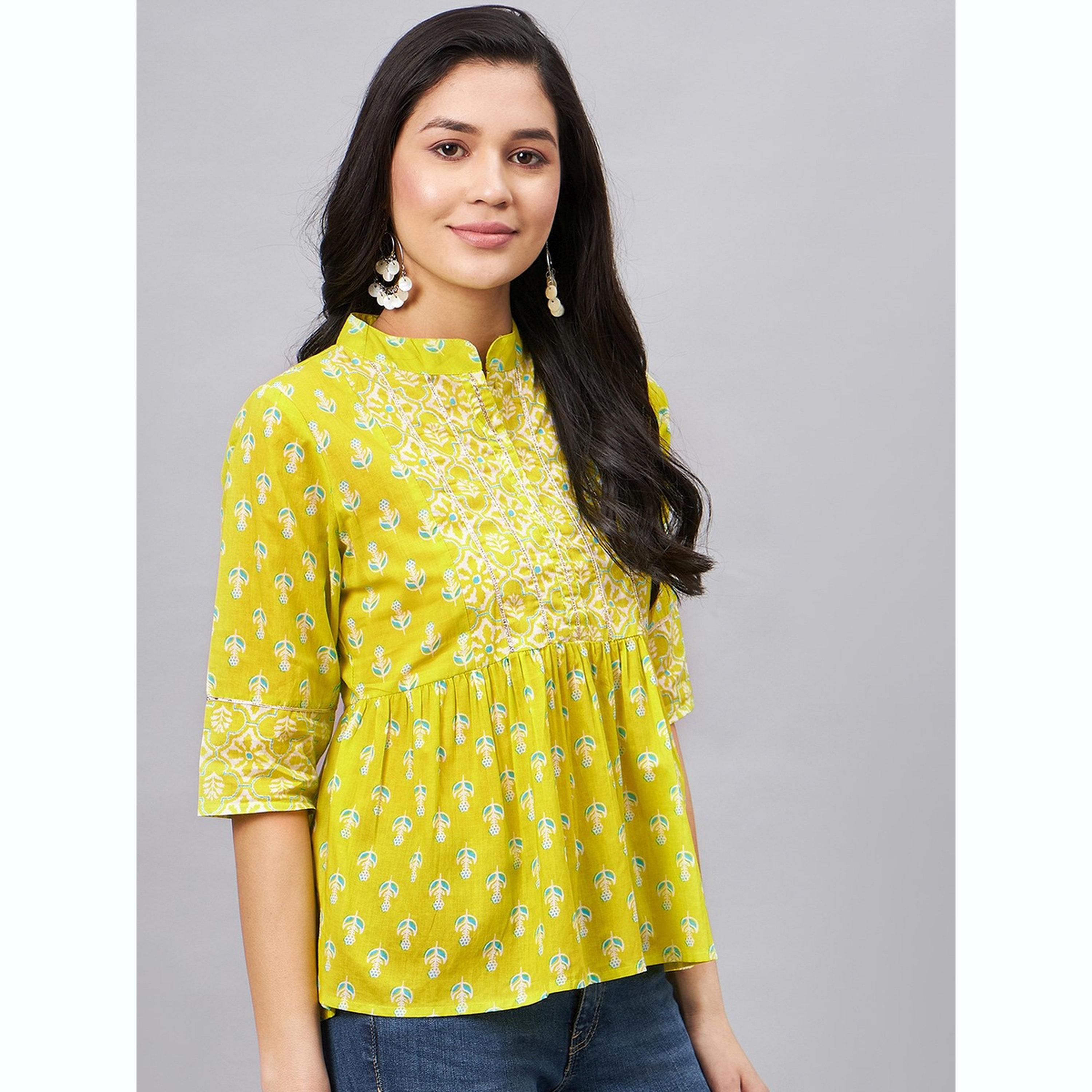 WineRed X Styli Women Lime Green Printed Top with 3/4 Sleeve-women-clothing-shirtsandblouses-blouses-image-4