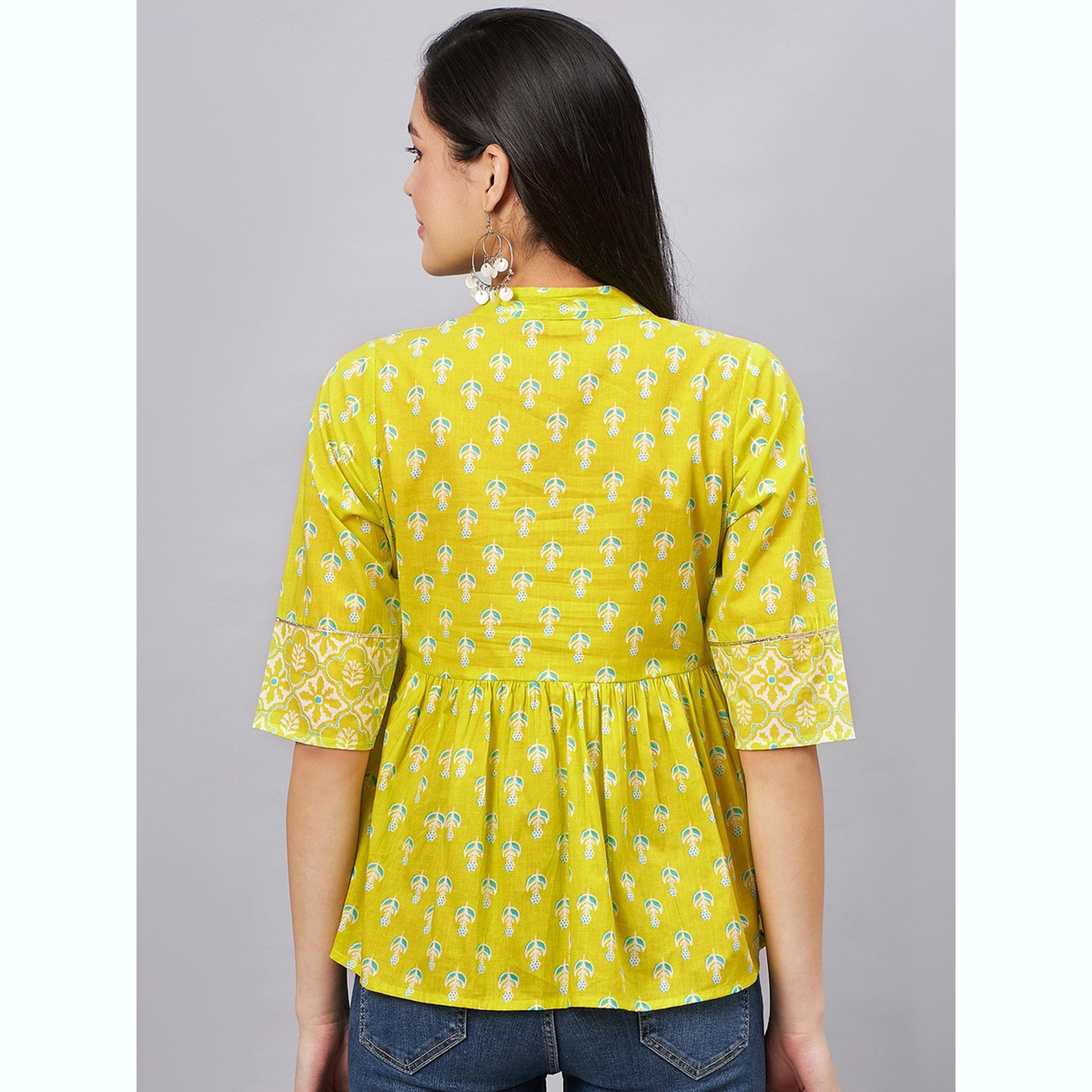 WineRed X Styli Women Lime Green Printed Top with 3/4 Sleeve-women-clothing-shirtsandblouses-blouses-image-5