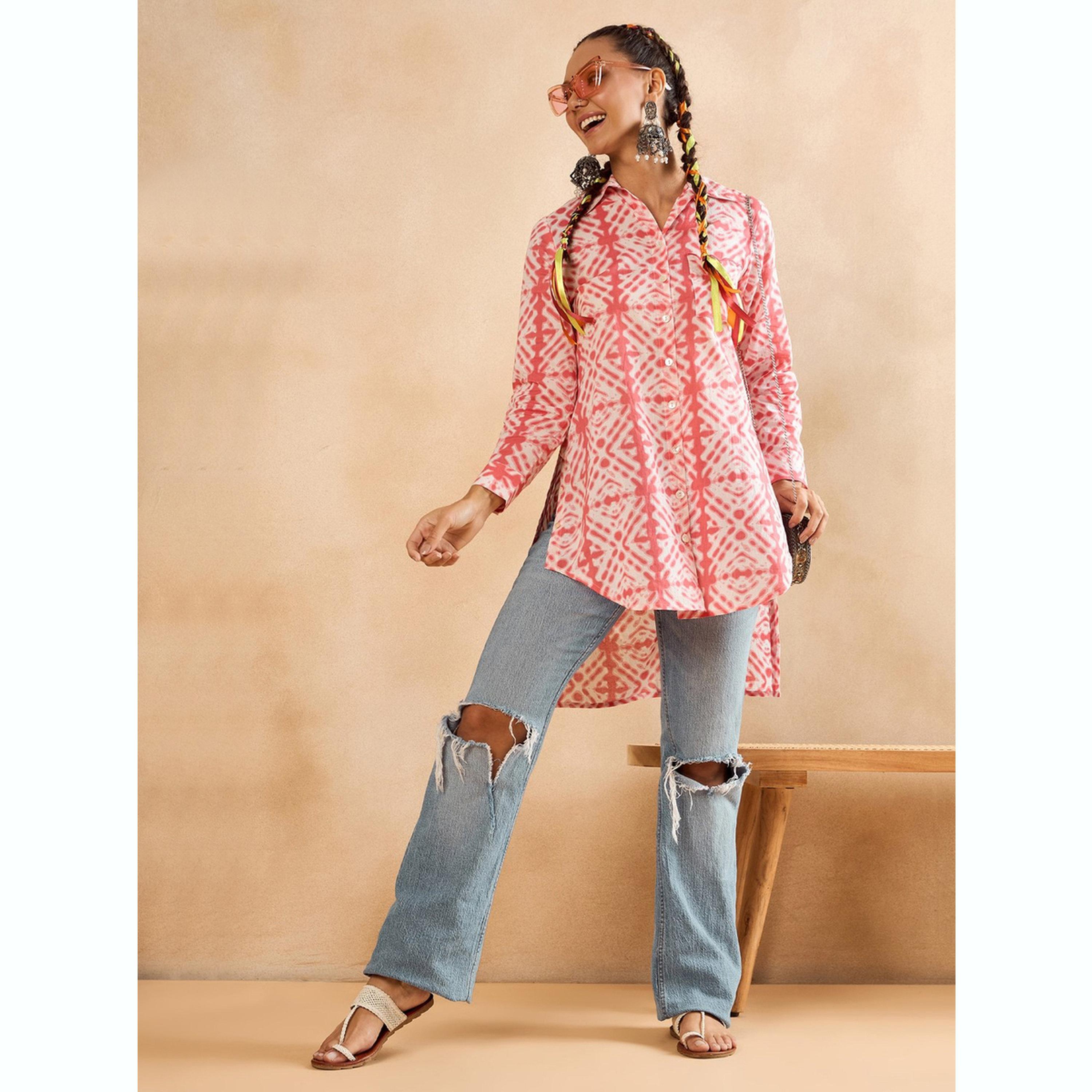 واين ريد × ستايلي - بلوزة حمراء بأكمام طويلة بنقشة التاي داي للنساء-women-clothing-shirtsandblouses-blouses-image-2