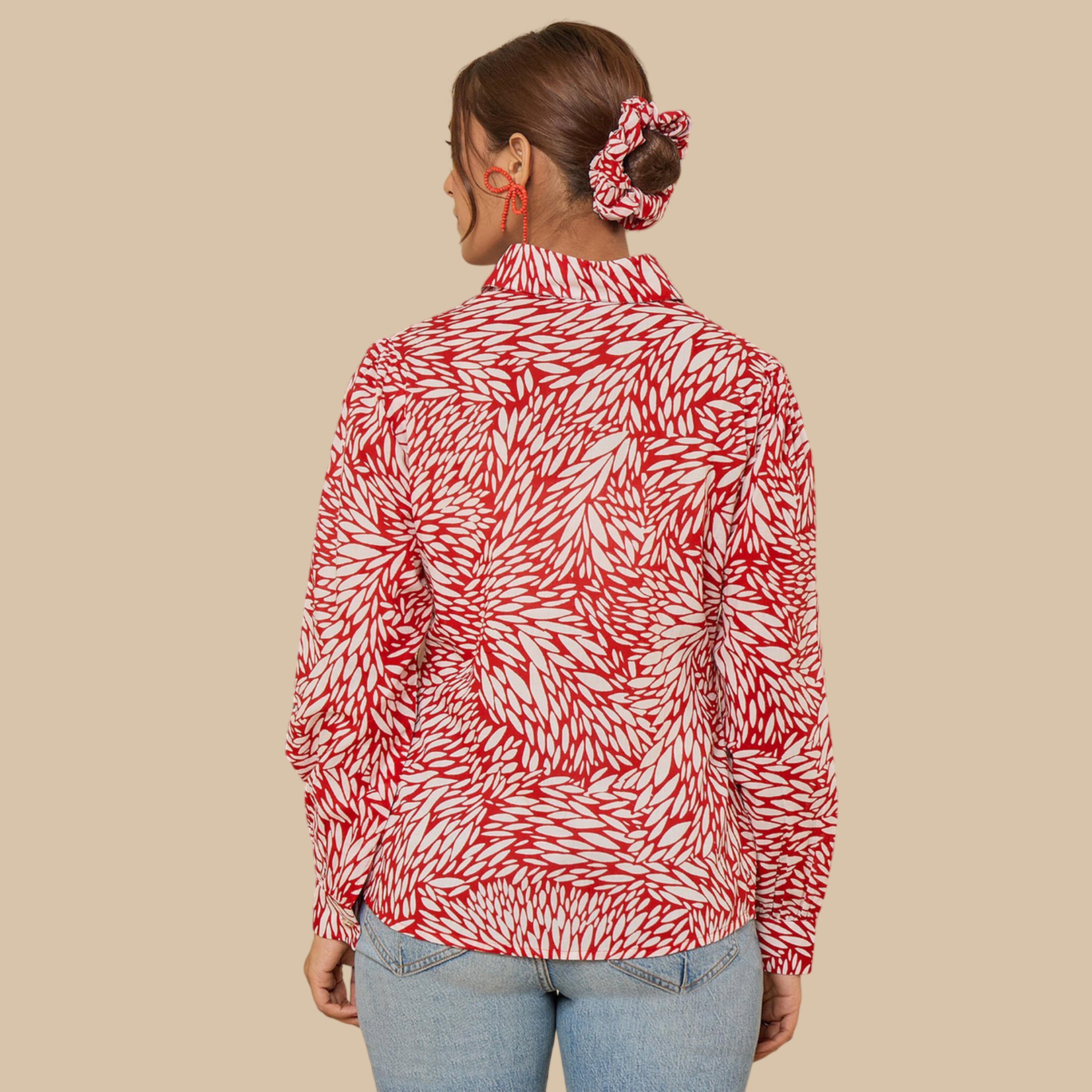 واين ريد × ستايلي - بلوزة قطنية مطبوعة بنقشة تجريدية للنساء-women-clothing-shirtsandblouses-blouses-image-4
