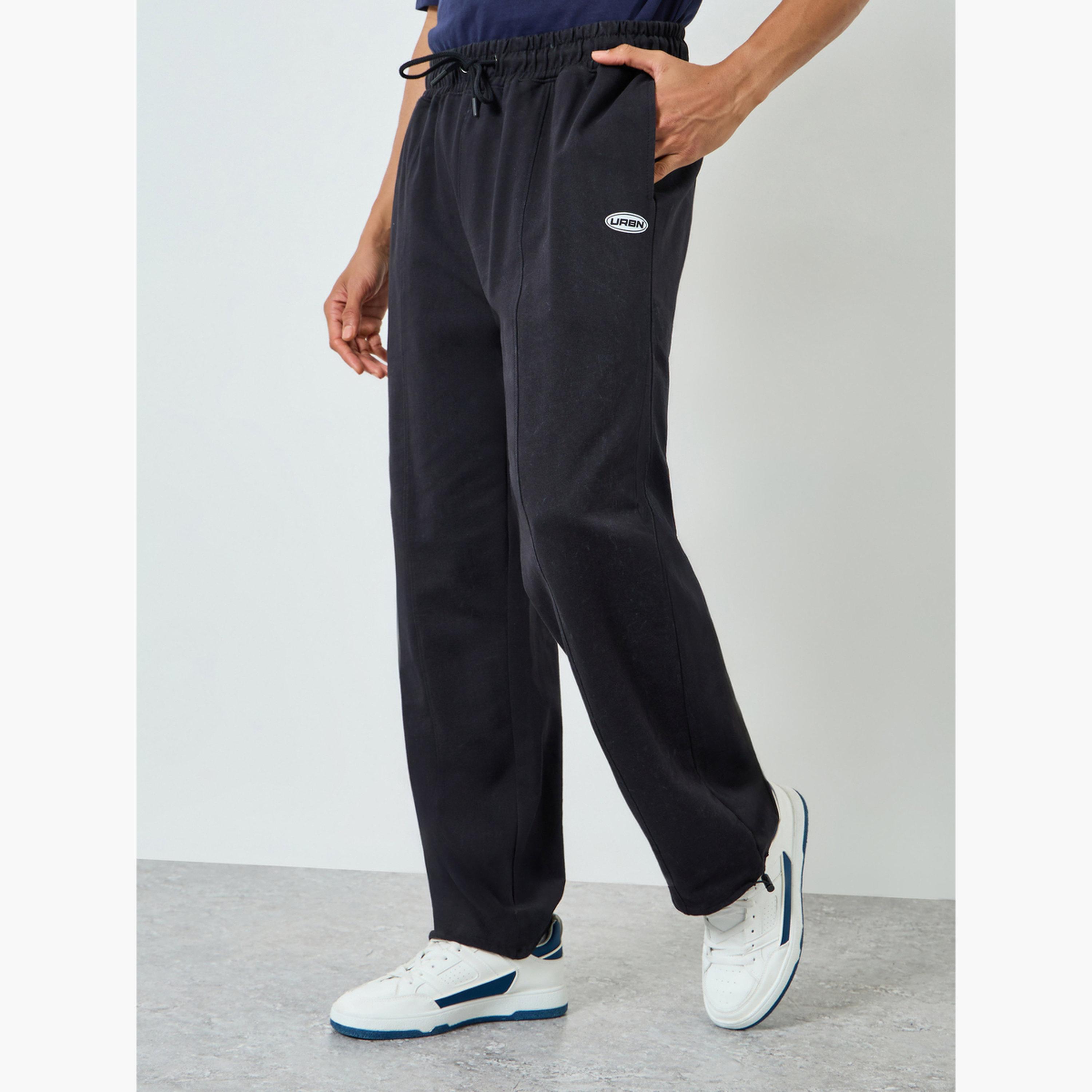 جوغر رجالي أسود مريح برباط خصر-men-clothing-bottoms-joggers-image-1