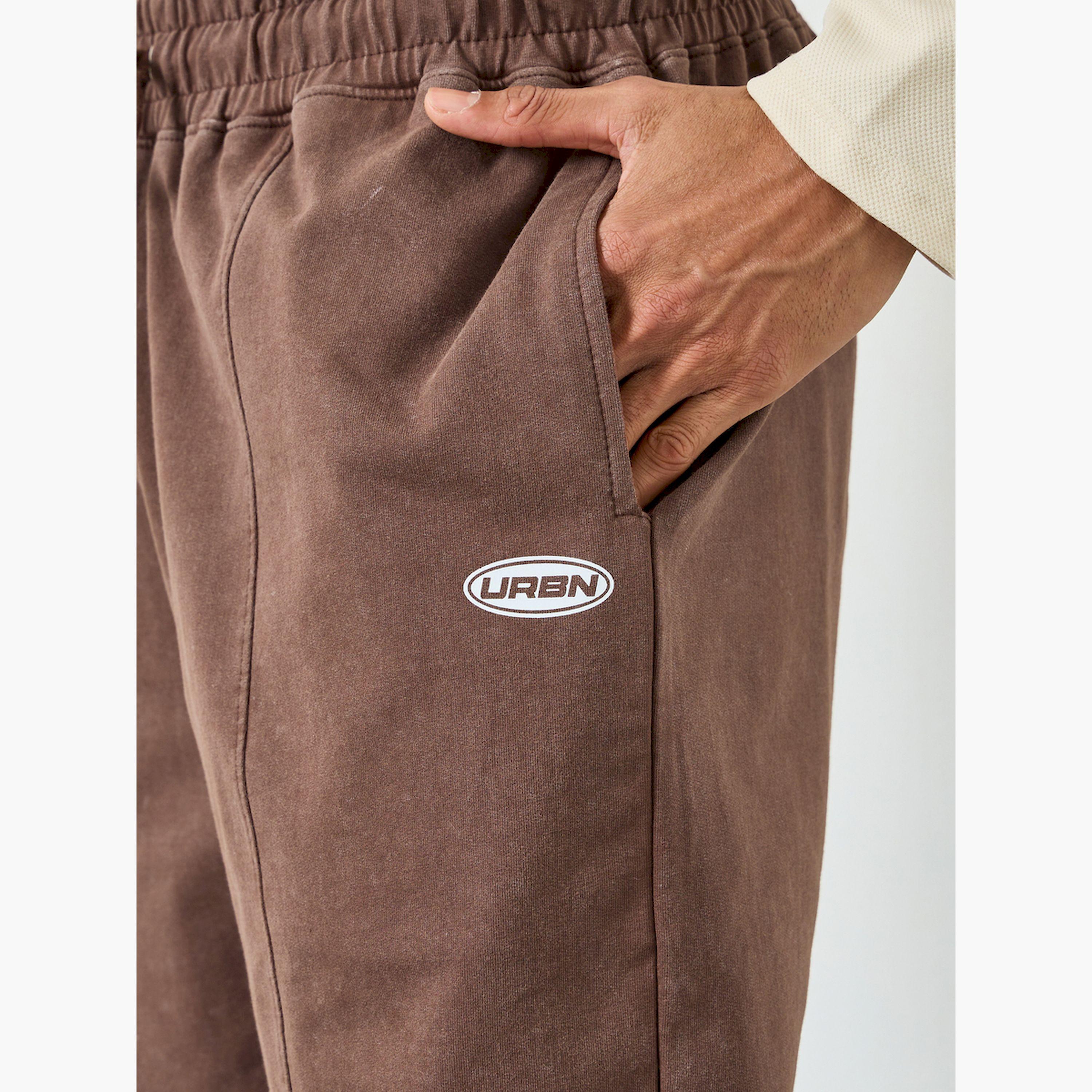 Styli Men Brown Relaxed Fit Washed Joggers-men-clothing-bottoms-joggers-image-3