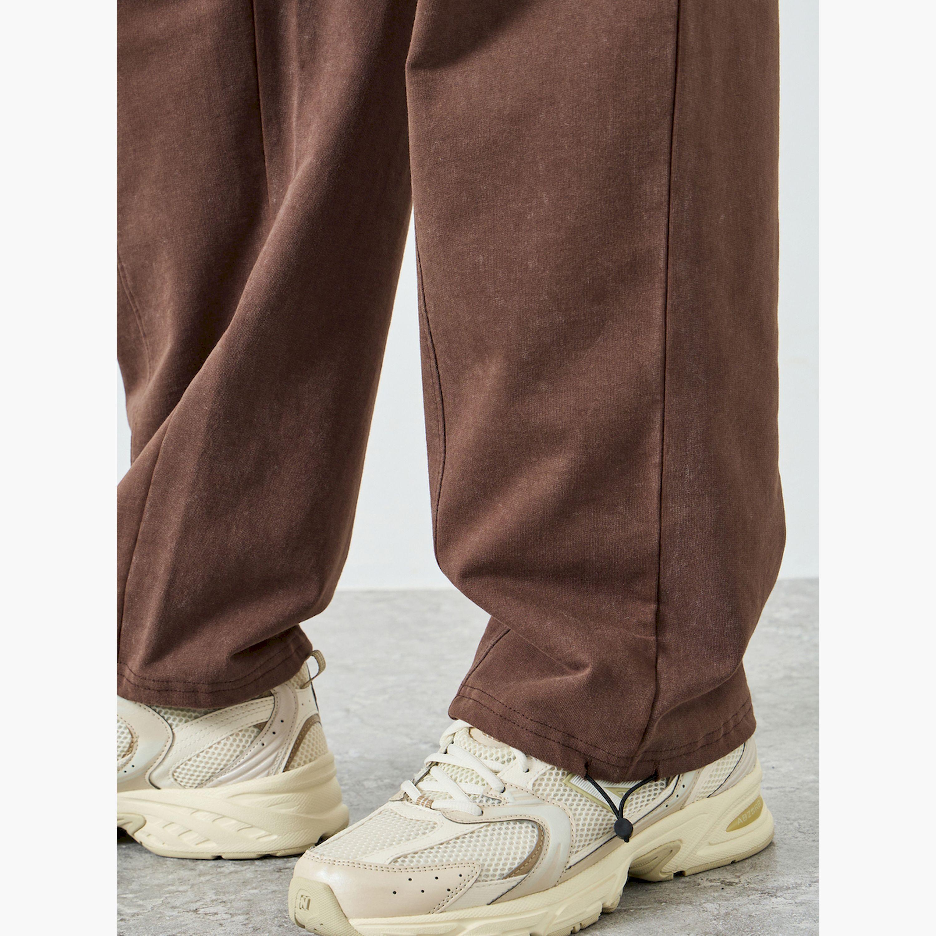 Styli Men Brown Relaxed Fit Washed Joggers-men-clothing-bottoms-joggers-image-4