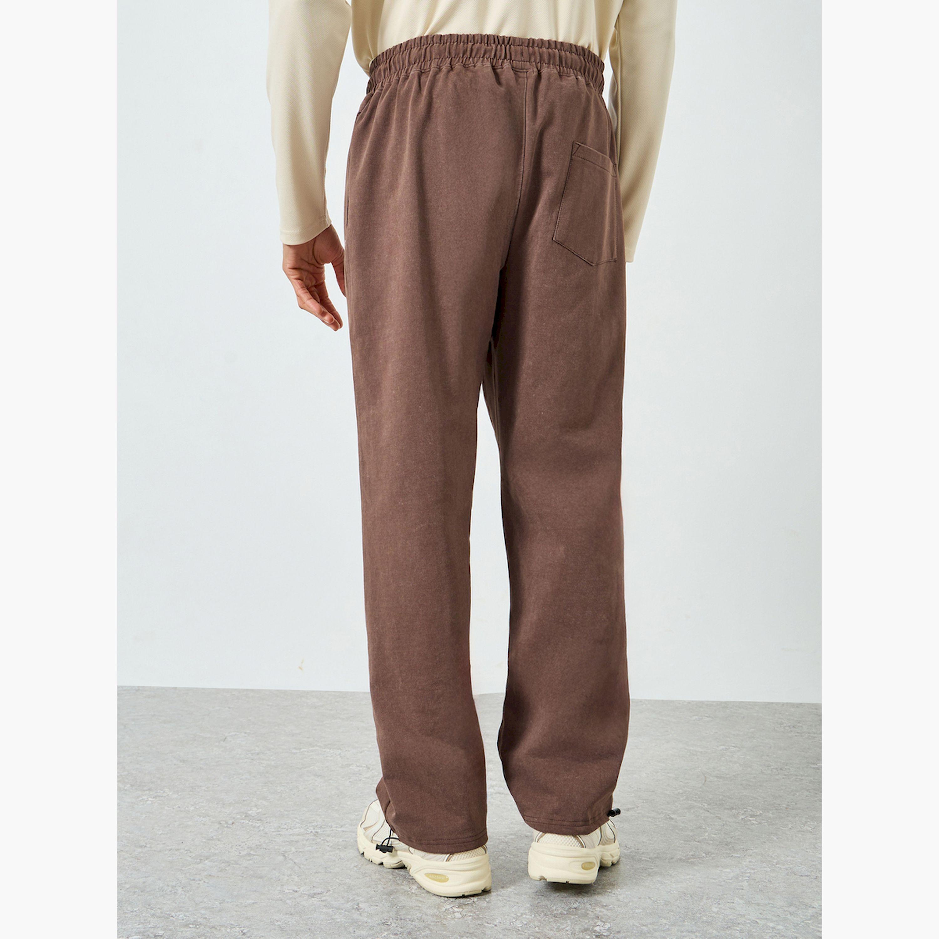 Styli Men Brown Relaxed Fit Washed Joggers-men-clothing-bottoms-joggers-image-5