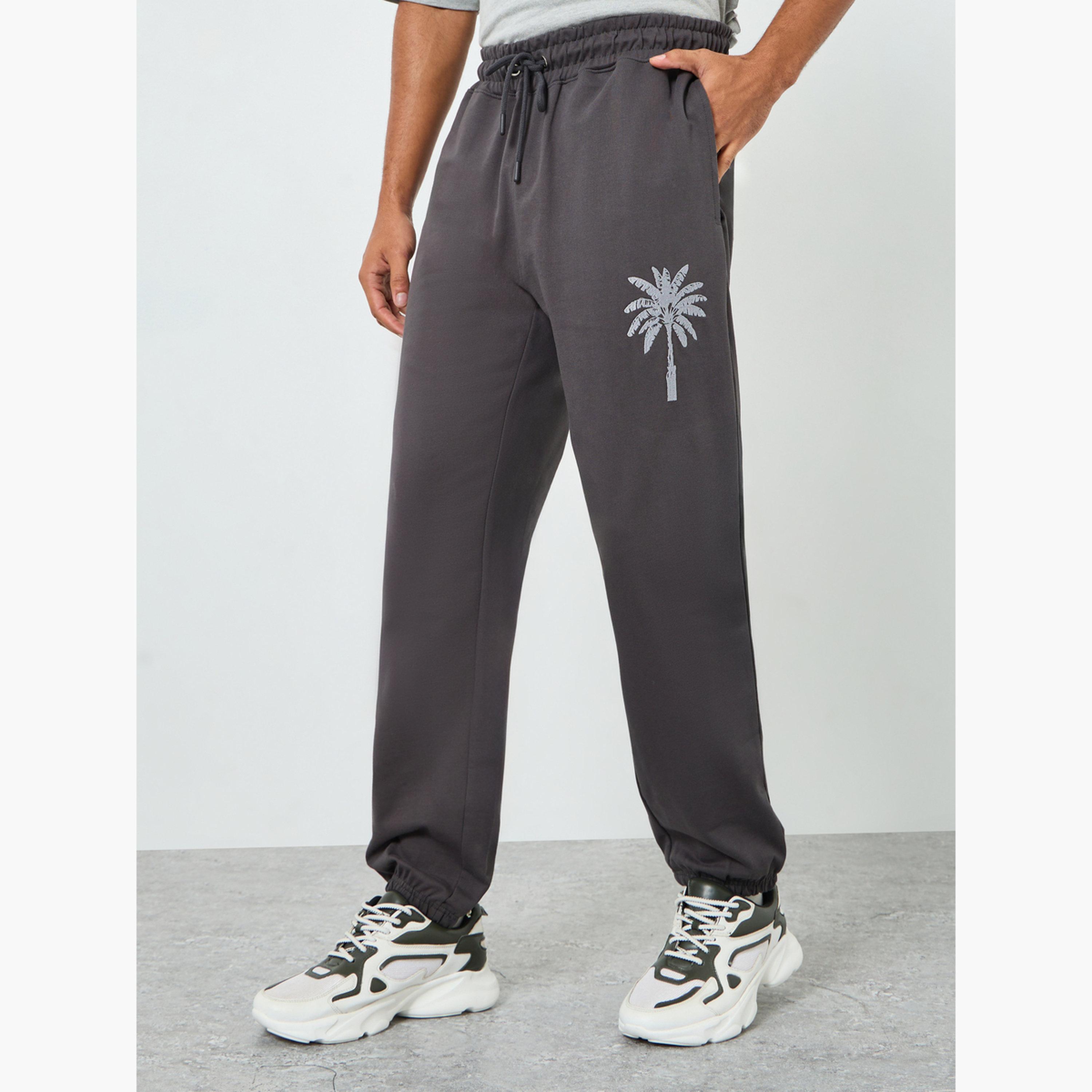 Styli Men Slim Fit Palm Embroidery Joggers-men-clothing-bottoms-joggers-image-1