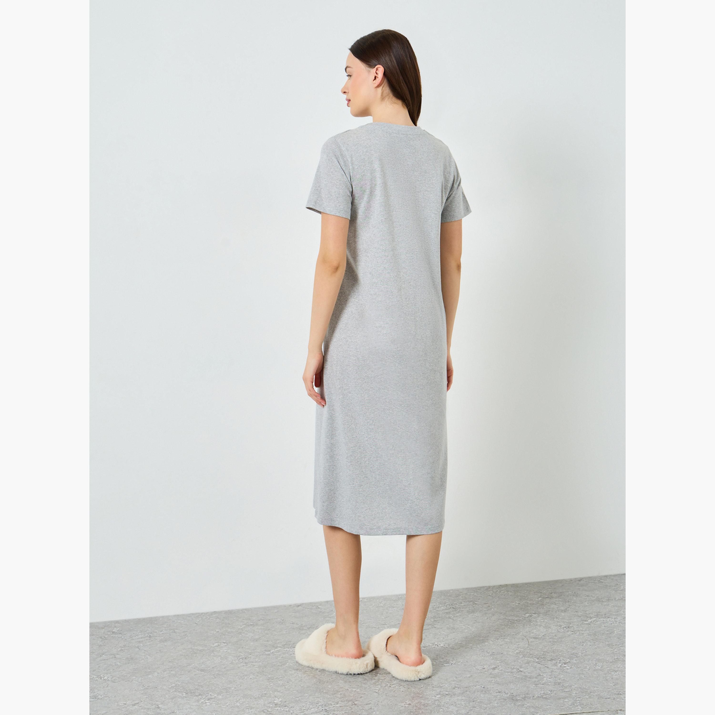 Styli Women Striped Pocket T-Shirt Dress-women-clothing-nightwear-nighties-image-3
