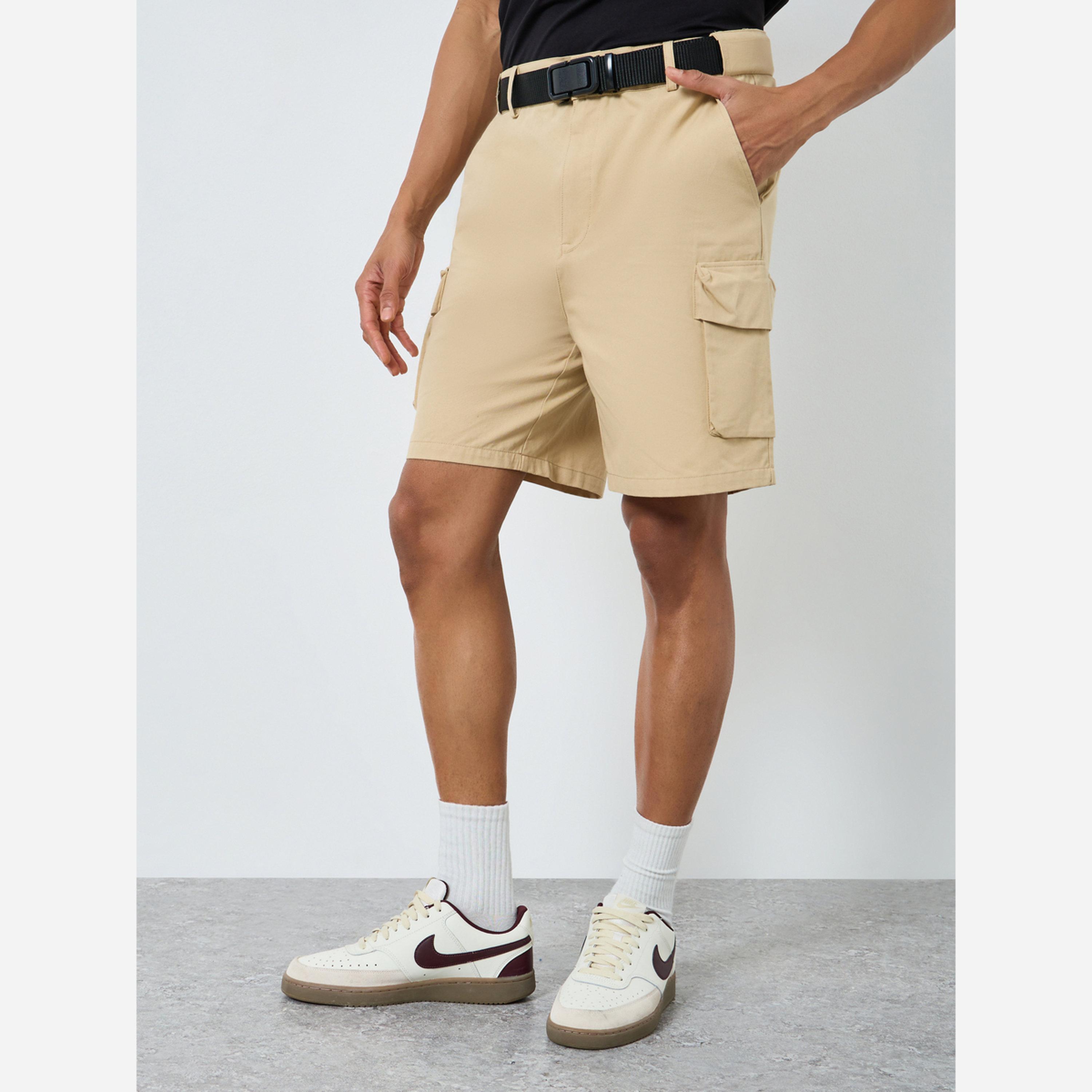 Styli Men Beige Oversized Cargo Shorts-men-clothing-bottoms-shorts-image-1