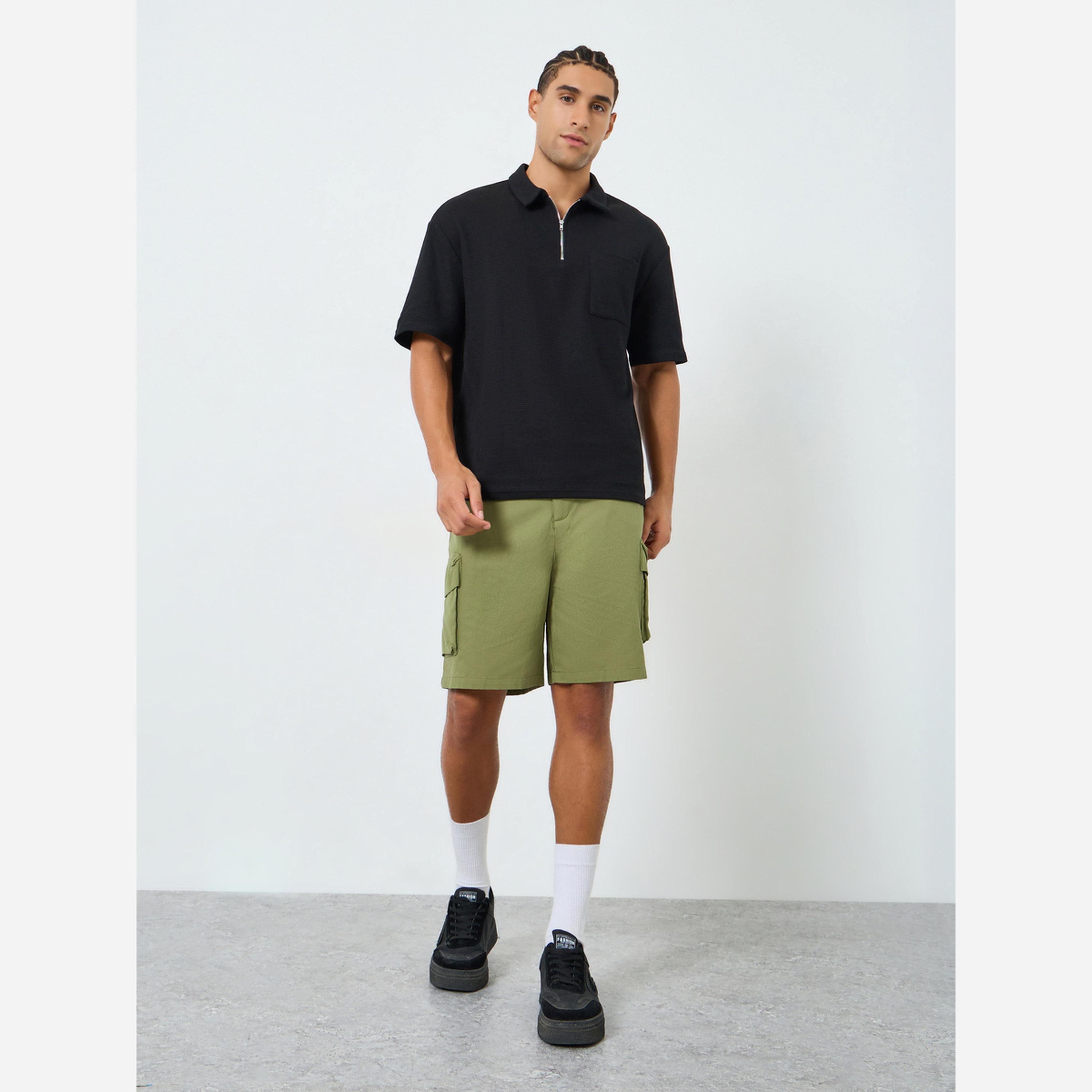 Styli Men Olive Oversized Cargo Shorts-men-clothing-bottoms-shorts-image-2