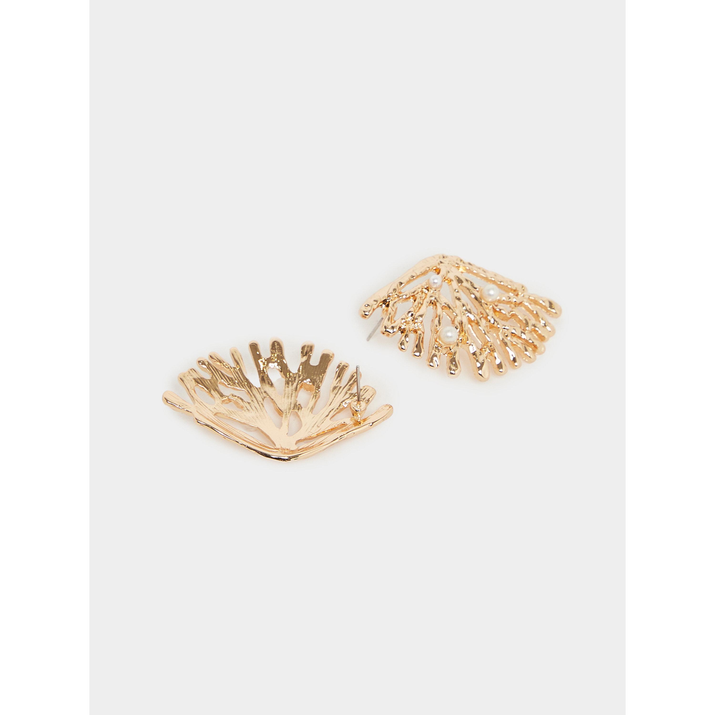 Styli Gold Branch Stud Earrings with Pearls-women-watchesandjewellery-jewellery-earrings-image-3