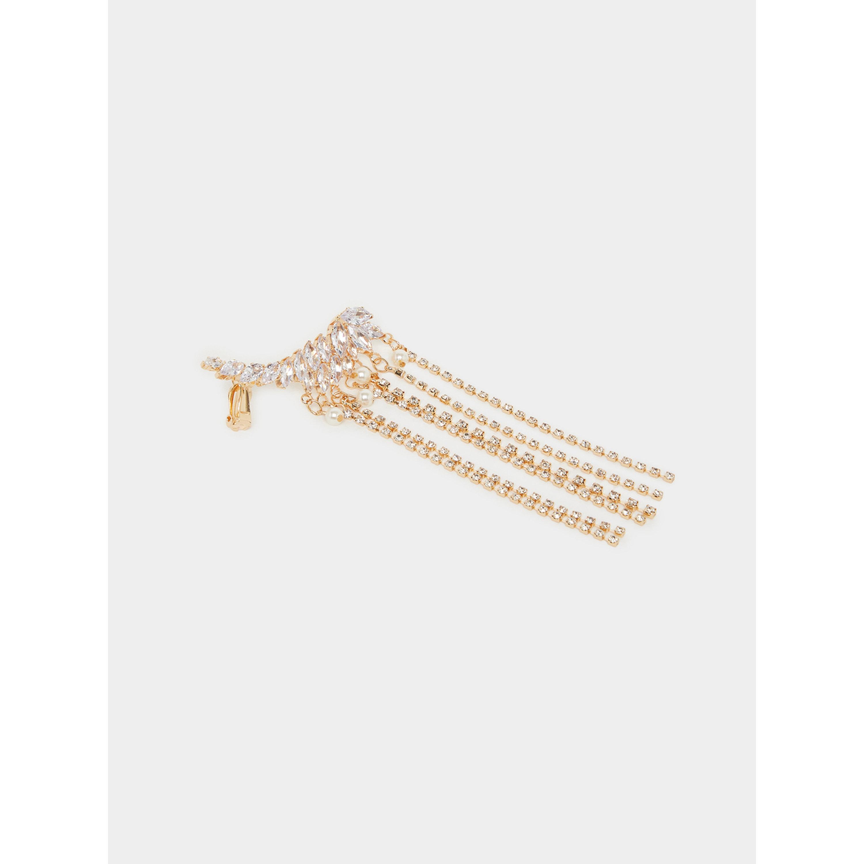 Styli Gold Crystal Tassel Ear Cuff-women-watchesandjewellery-jewellery-earrings-image-1
