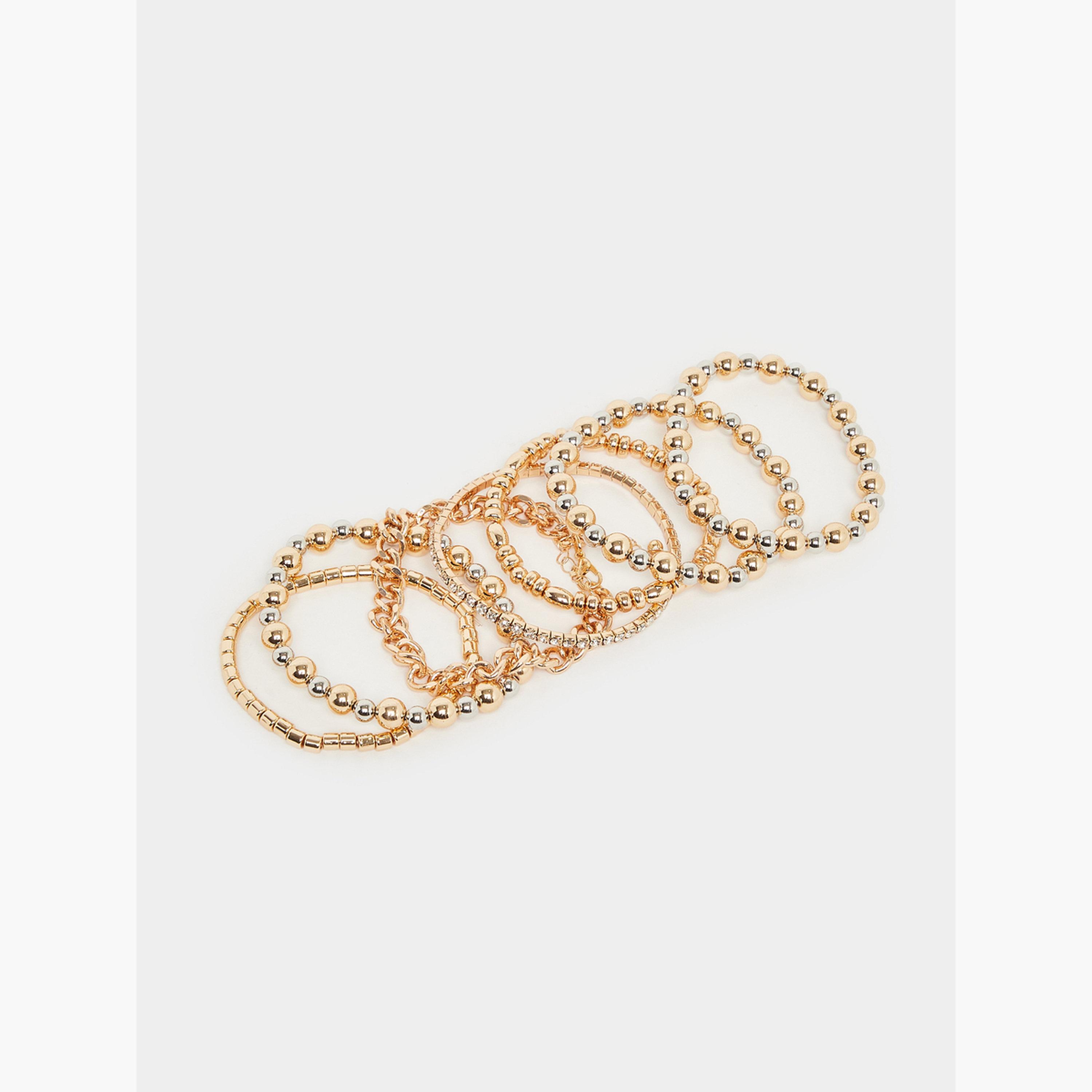 Styli Pack of 7 - Gold Beaded Bracelet-women-watchesandjewellery-jewellery-banglesandbracelets-image-3