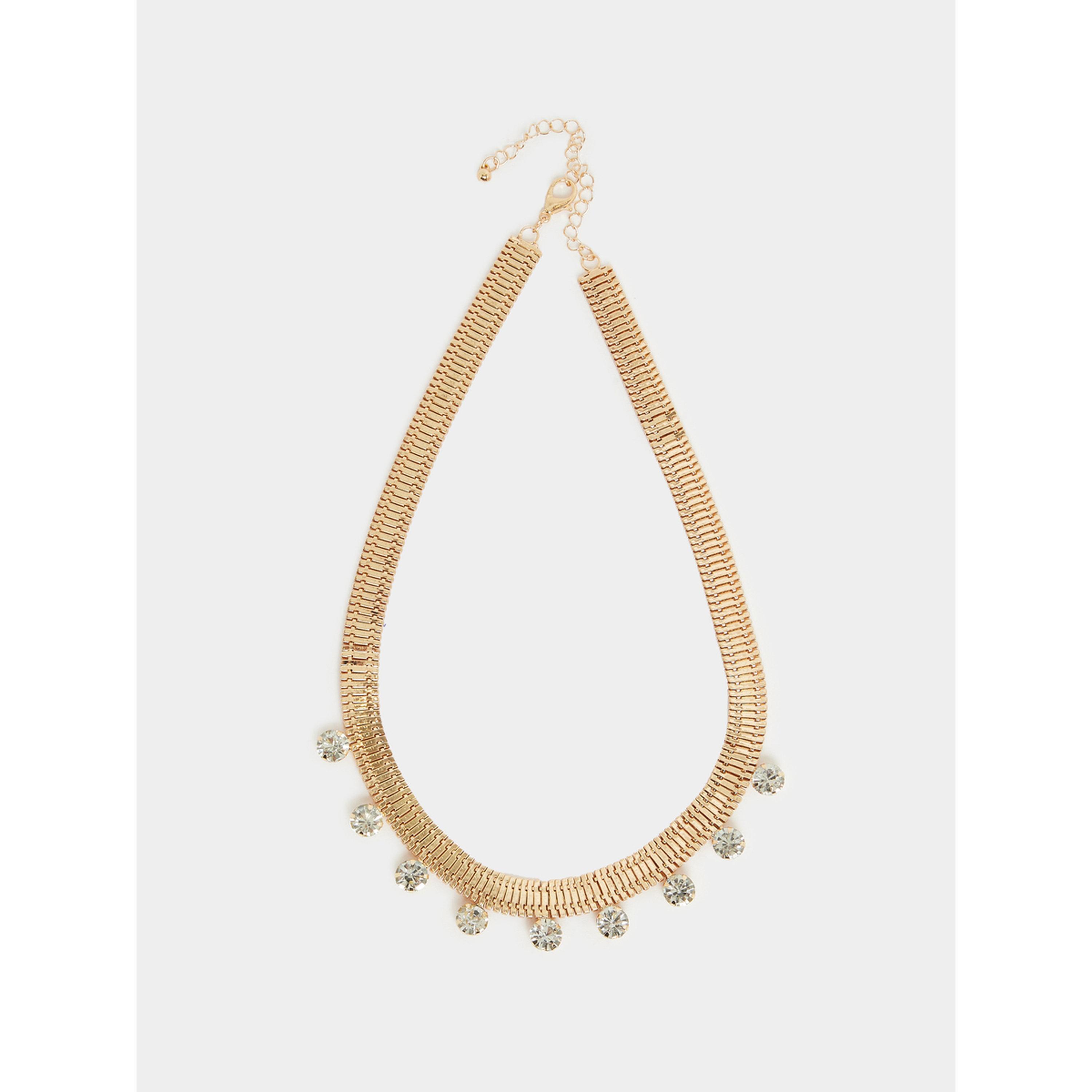 Styli Gold Tone Snake Chain Necklace with Crystal Drops-women-watchesandjewellery-jewellery-necklacesandpendants-image-1