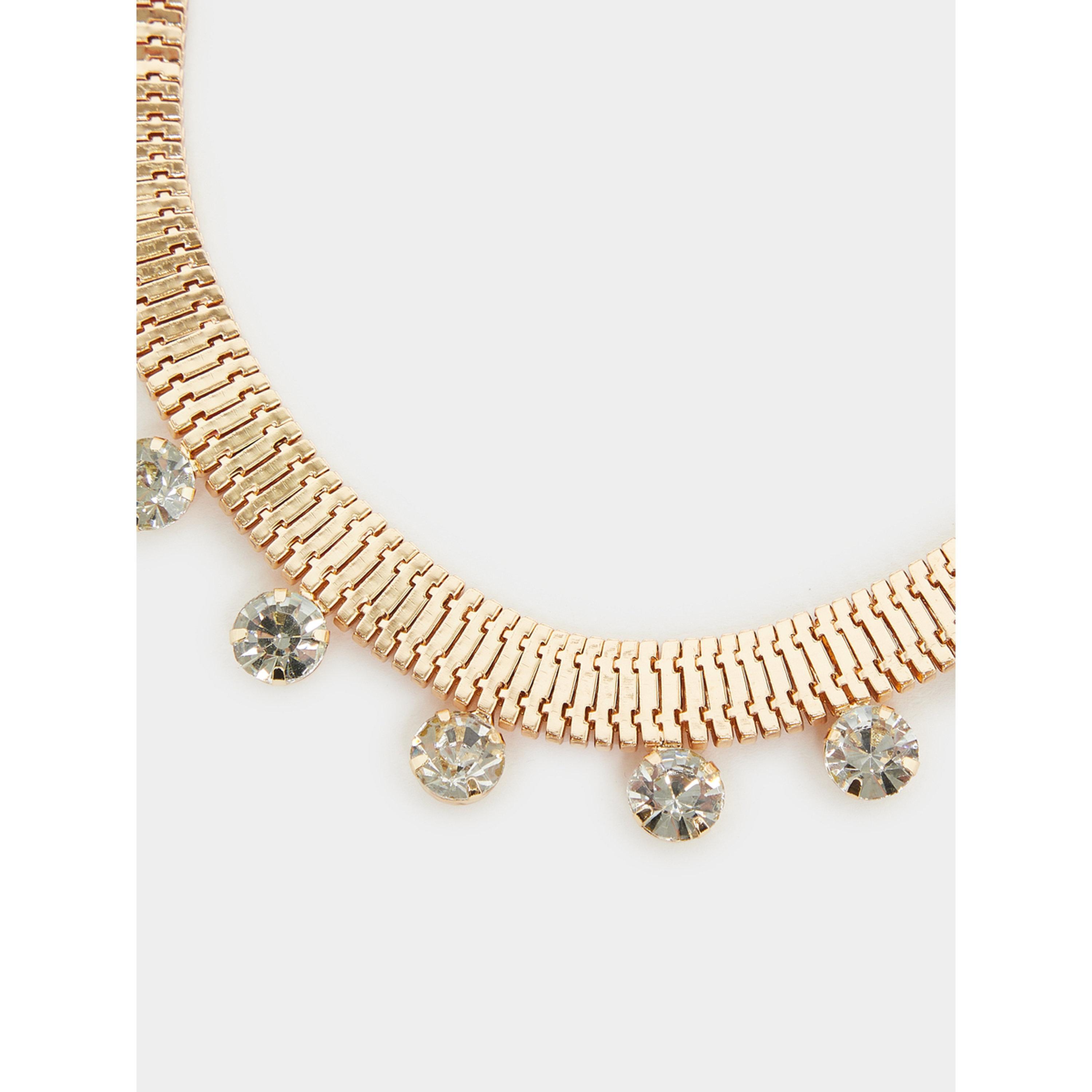 Styli Gold Tone Snake Chain Necklace with Crystal Drops-women-watchesandjewellery-jewellery-necklacesandpendants-image-3