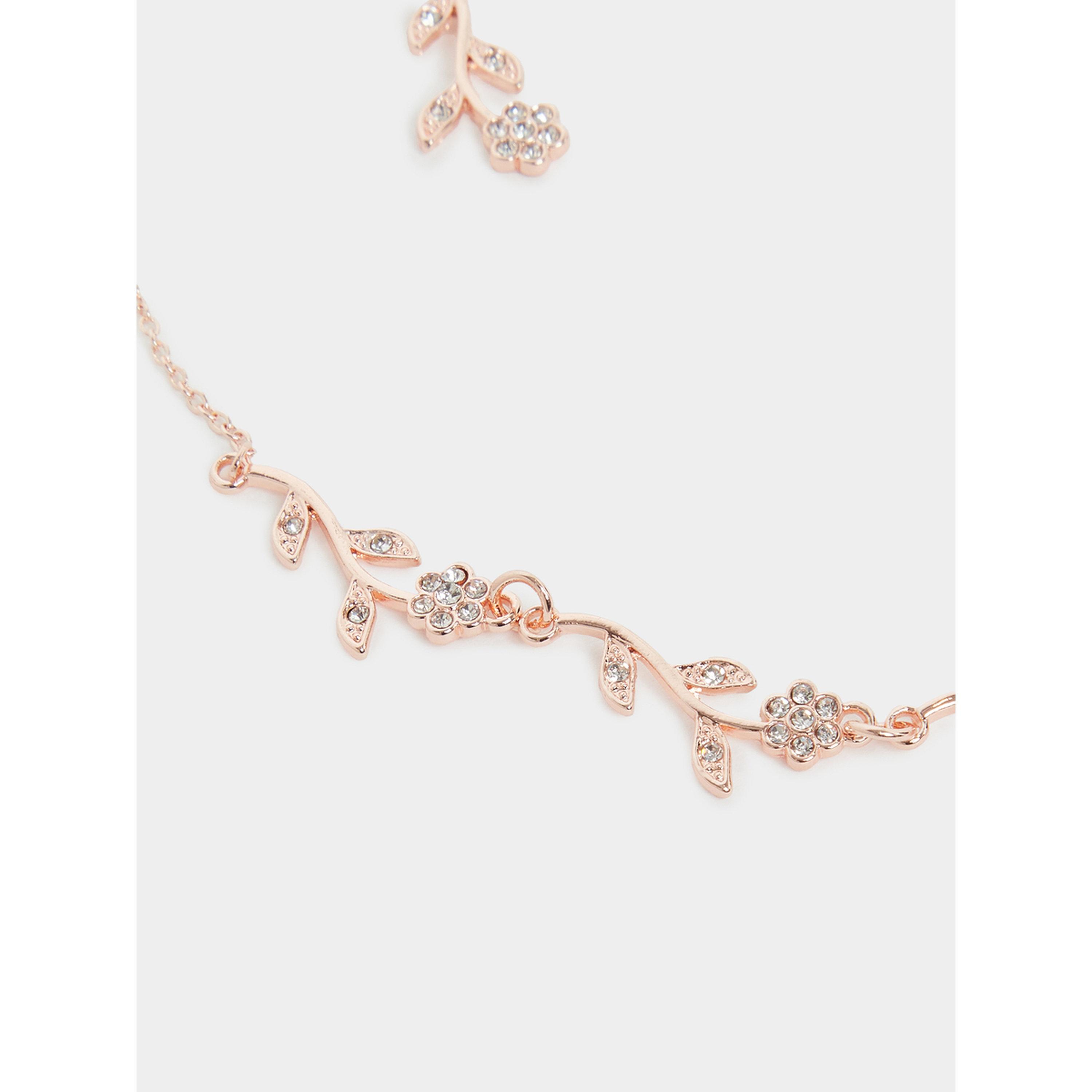 Styli Flower Embellished Necklace and Earrings Jewelry Set-women-watchesandjewellery-jewellery-jewellerysets-image-2