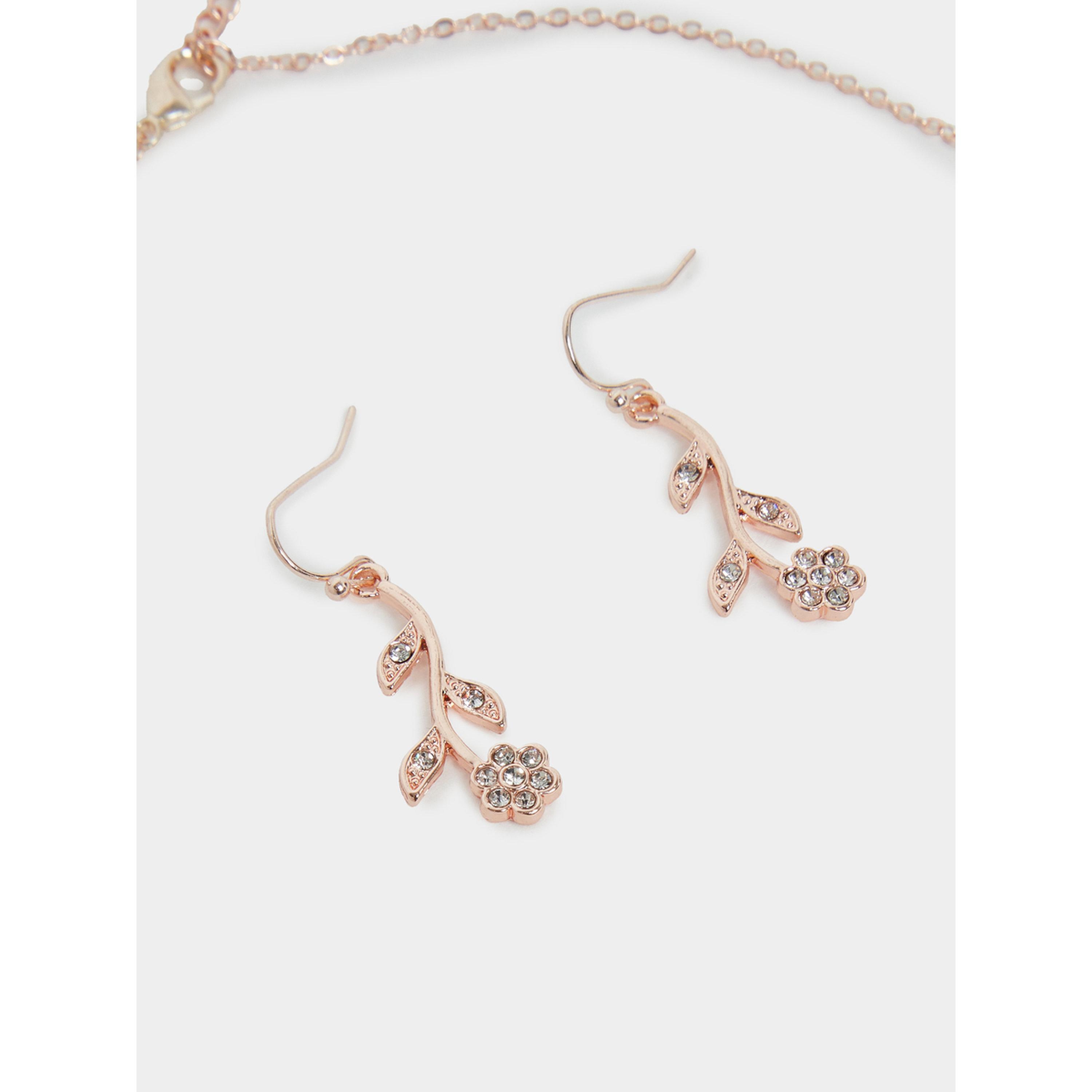 Styli Flower Embellished Necklace and Earrings Jewelry Set-women-watchesandjewellery-jewellery-jewellerysets-image-3
