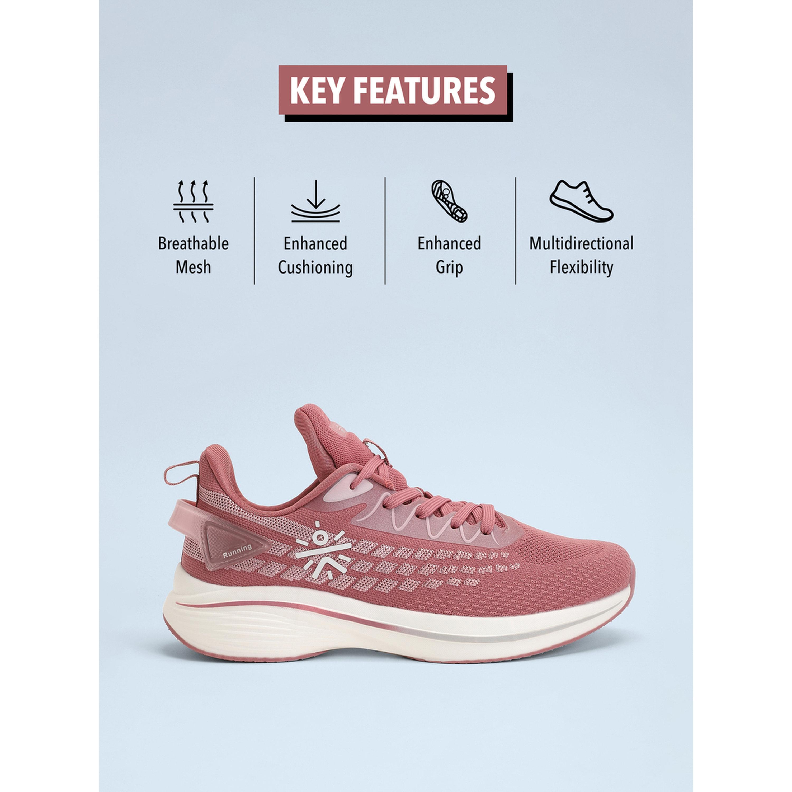 Cult X Styli Pink Textured Lace up Running Shoes-women-shoes-sneakers-image-2