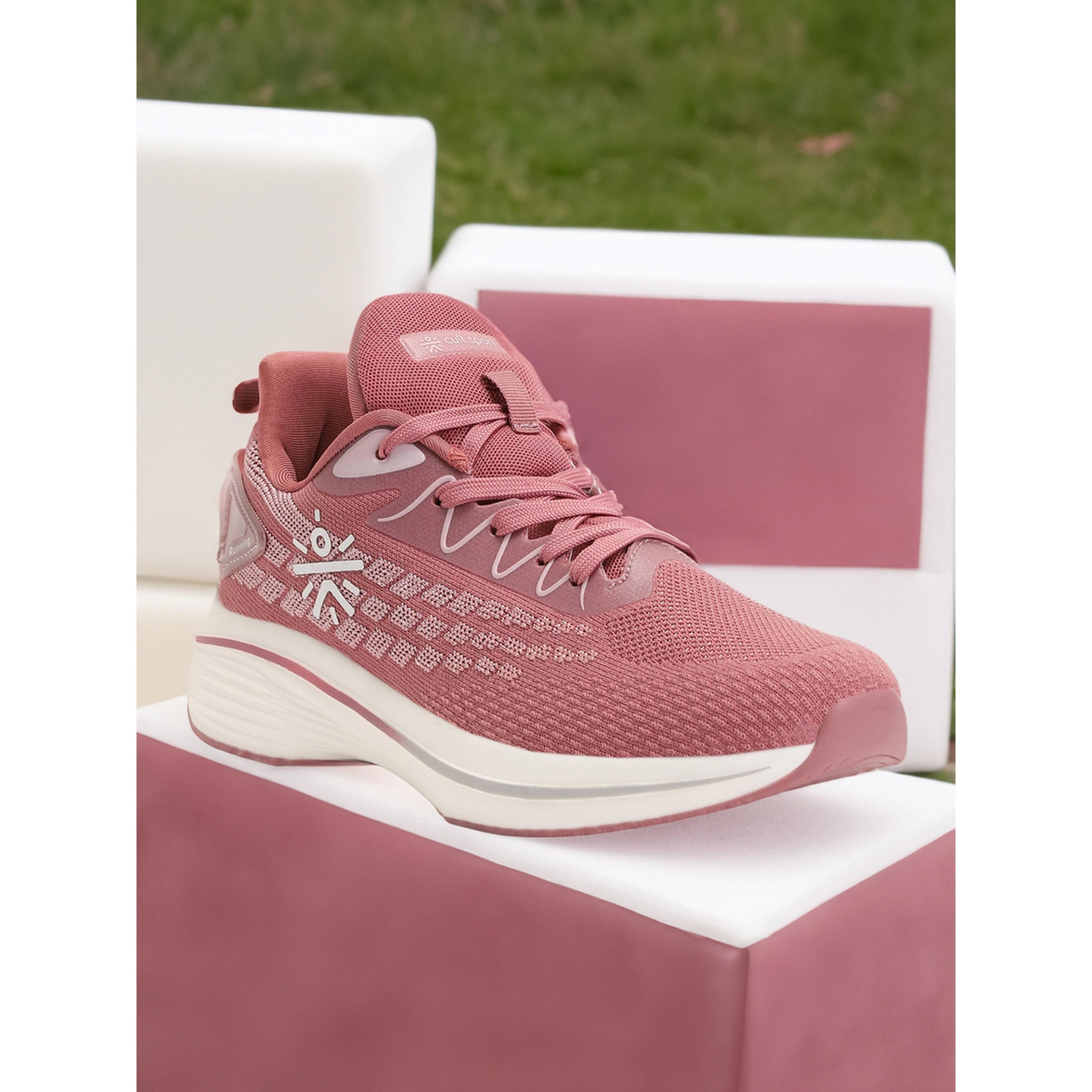 Cult X Styli Pink Textured Lace up Running Shoes-women-shoes-sneakers-image-3