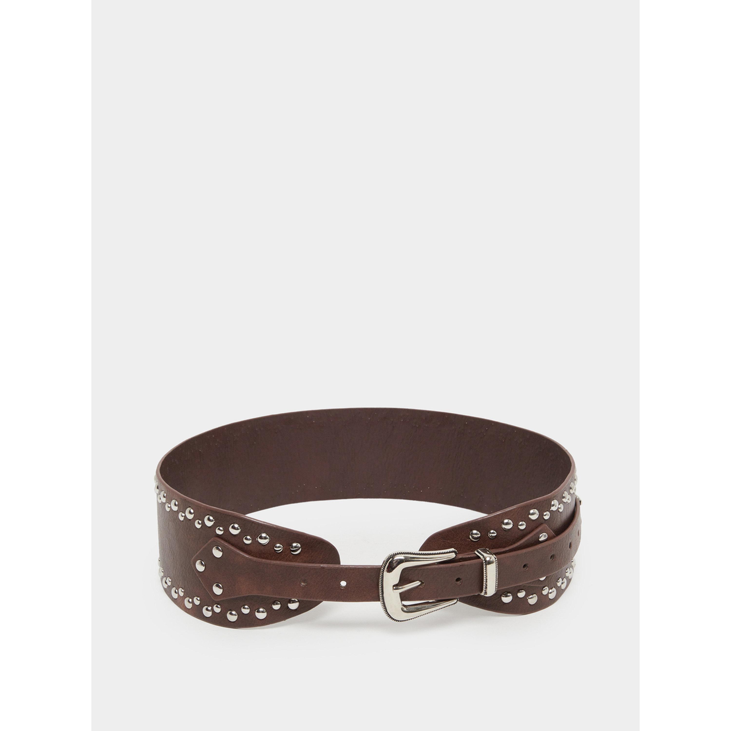 حزام مزين بمسامير لون بني-women-clothingaccessories-belts-image-1