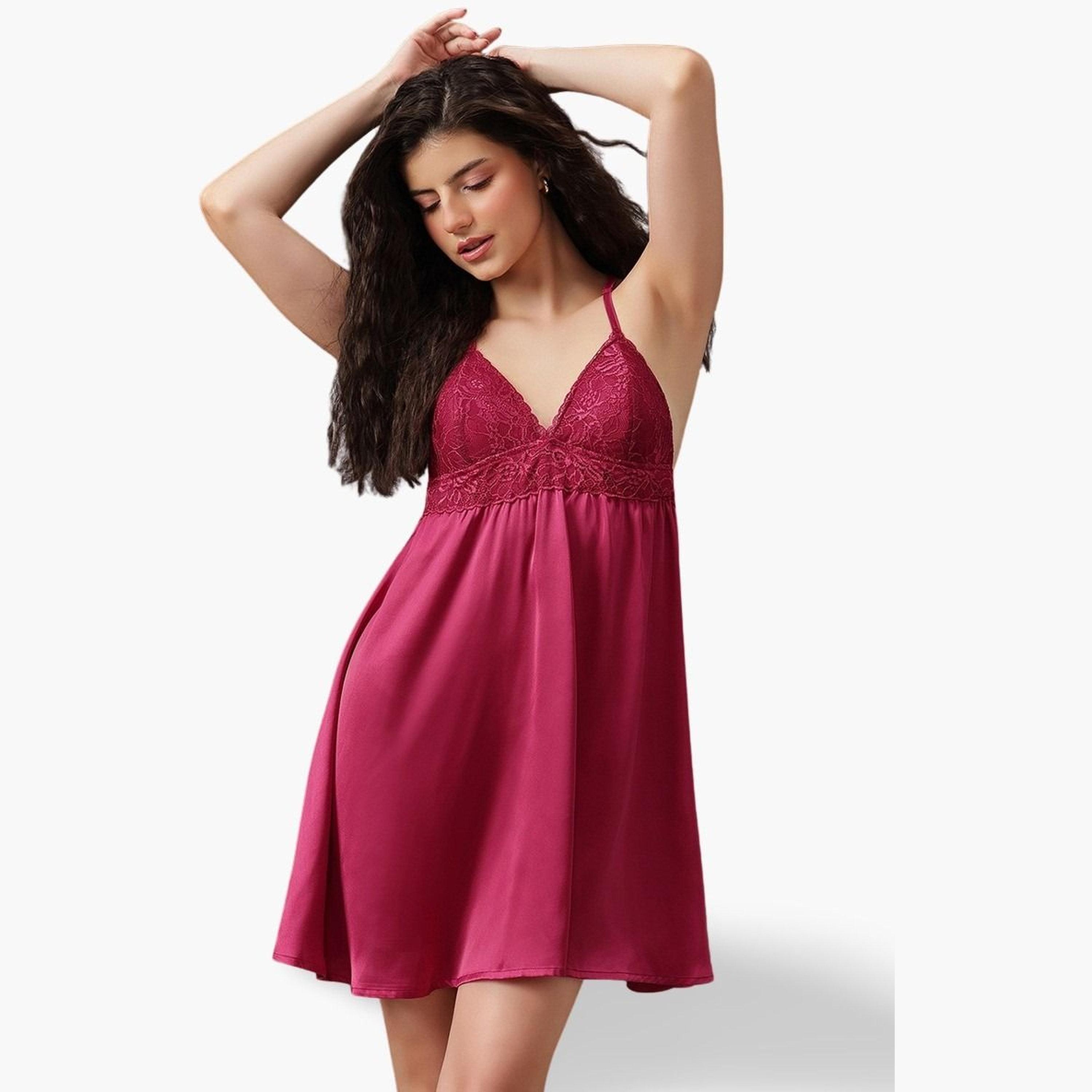 كلوفيا - فستان من الساتان والدانتيل-women-clothing-lingerie-babydollsandbodysuits-image-1