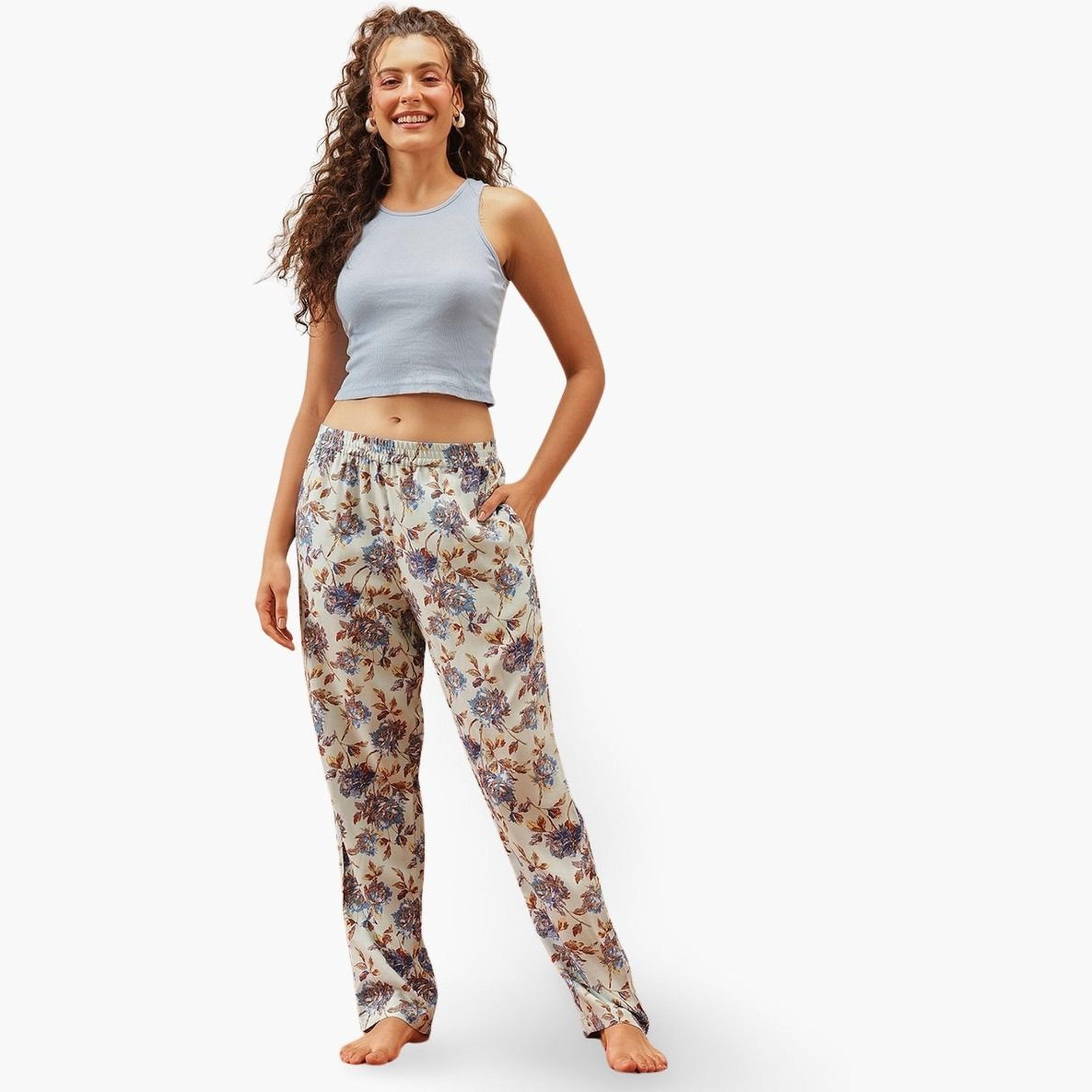 Clovia Floral Print Rayon Pyjama-women-clothing-nightwear-pyjamas-bottoms-image-1