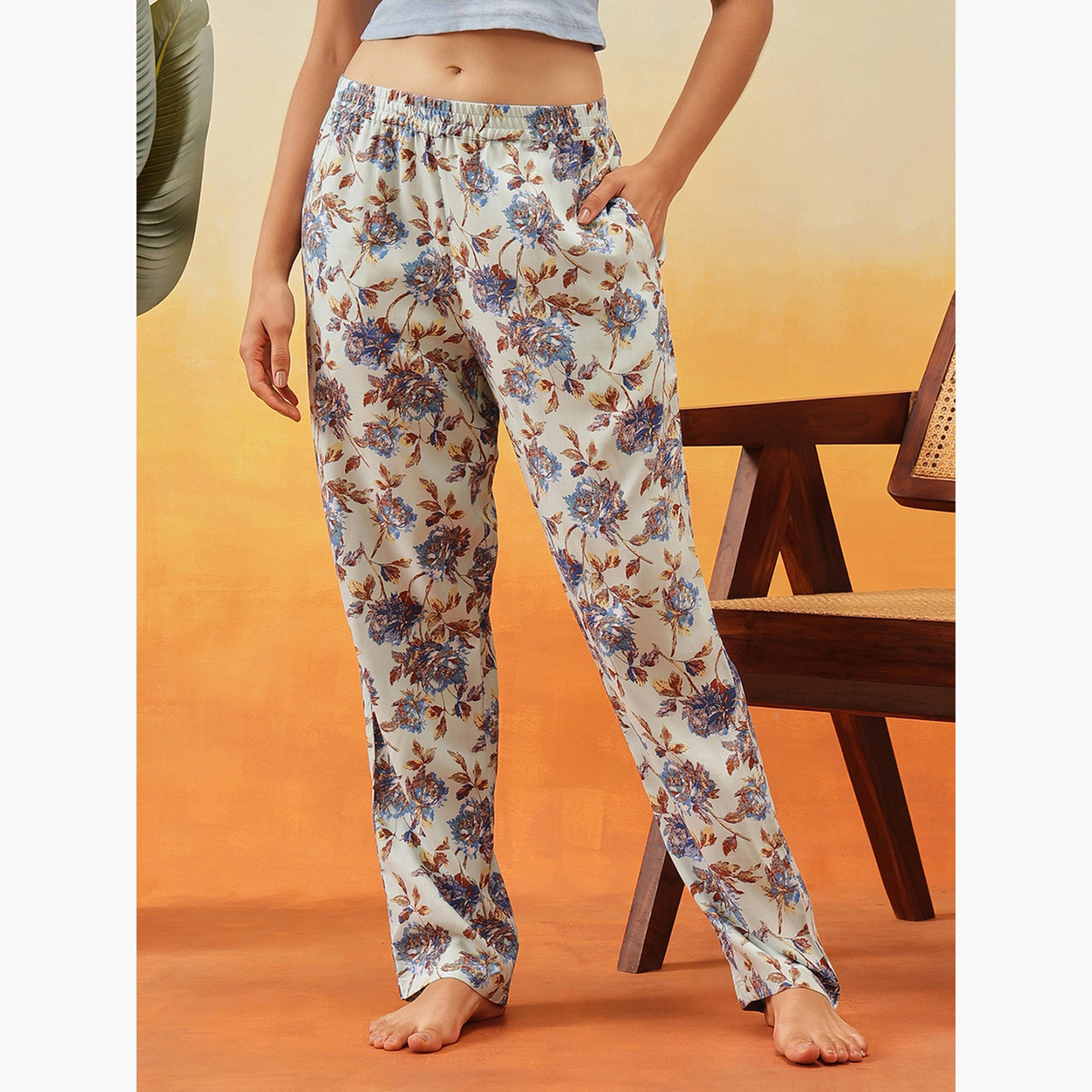 Clovia Floral Print Rayon Pyjama-women-clothing-nightwear-pyjamas-bottoms-image-2
