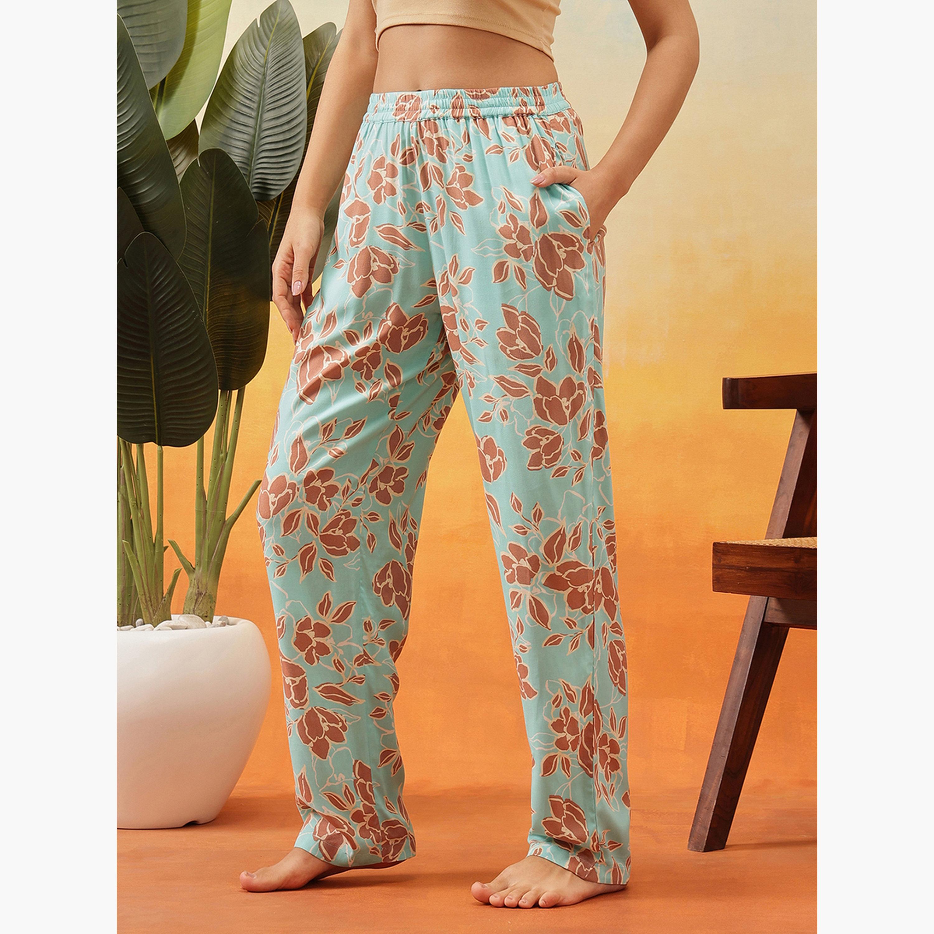 Clovia Floral Print Rayon Pyjama-women-clothing-nightwear-pyjamas-bottoms-image-3