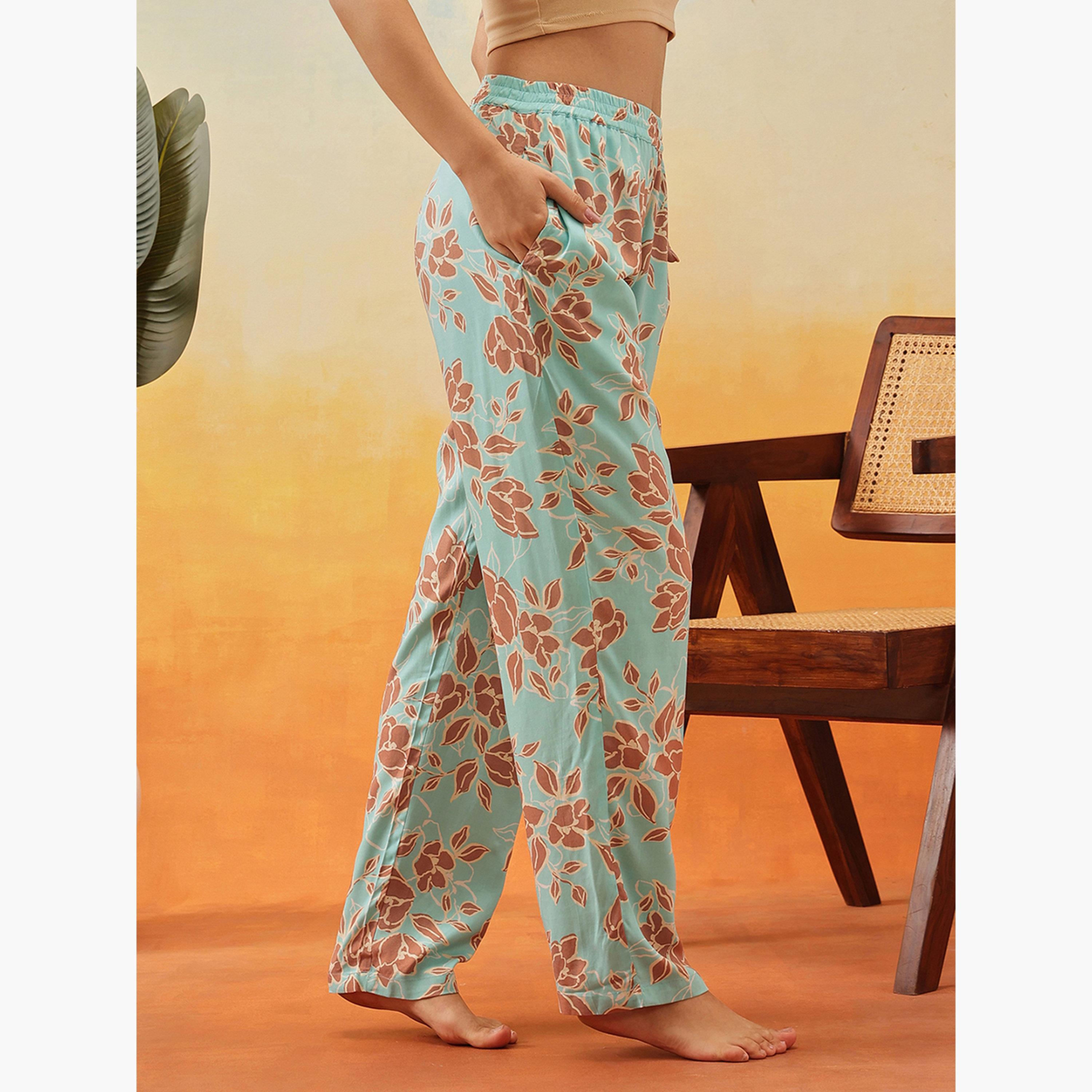 Clovia Floral Print Rayon Pyjama-women-clothing-nightwear-pyjamas-bottoms-image-4
