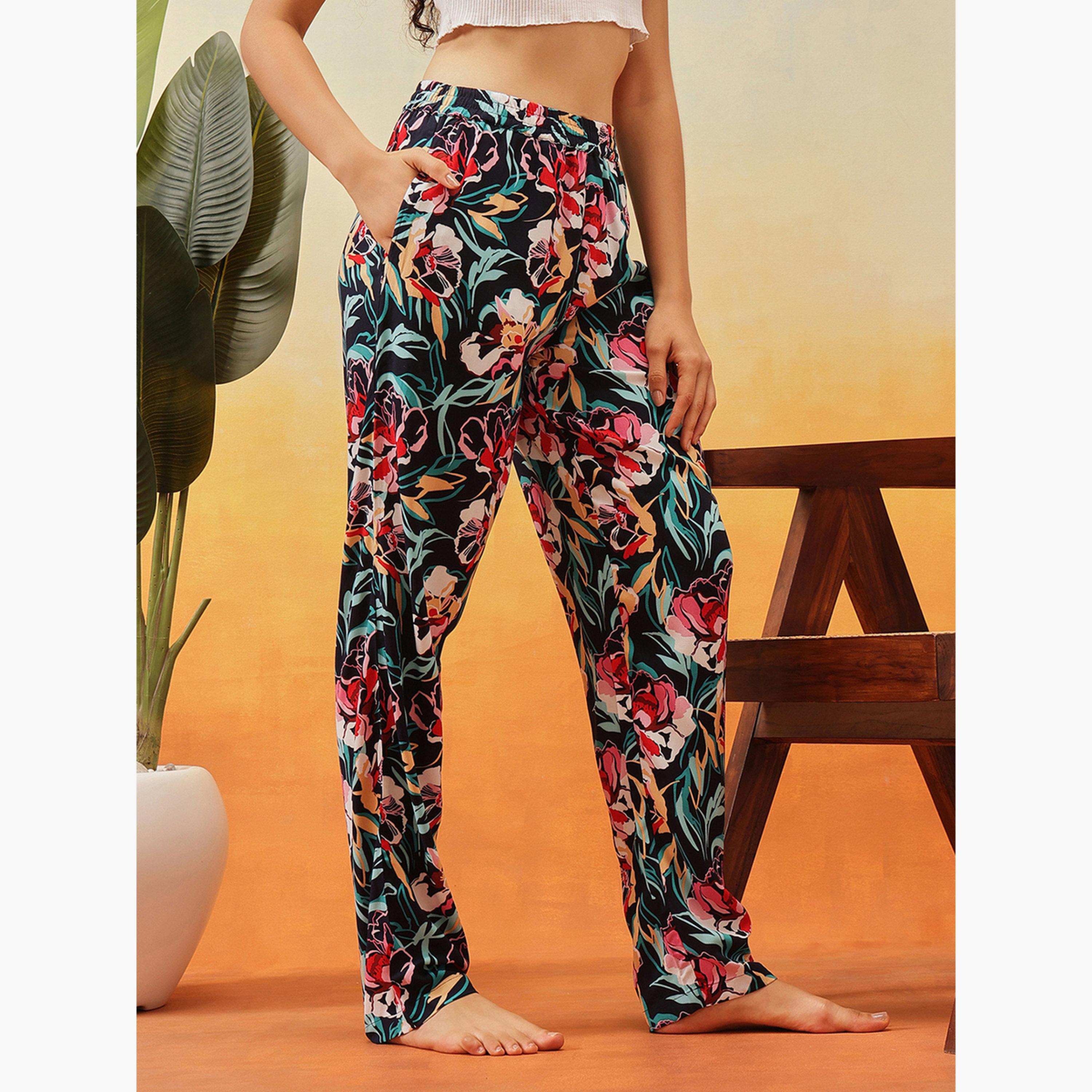 Clovia Floral Print Rayon Pyjama-women-clothing-nightwear-pyjamas-bottoms-image-2
