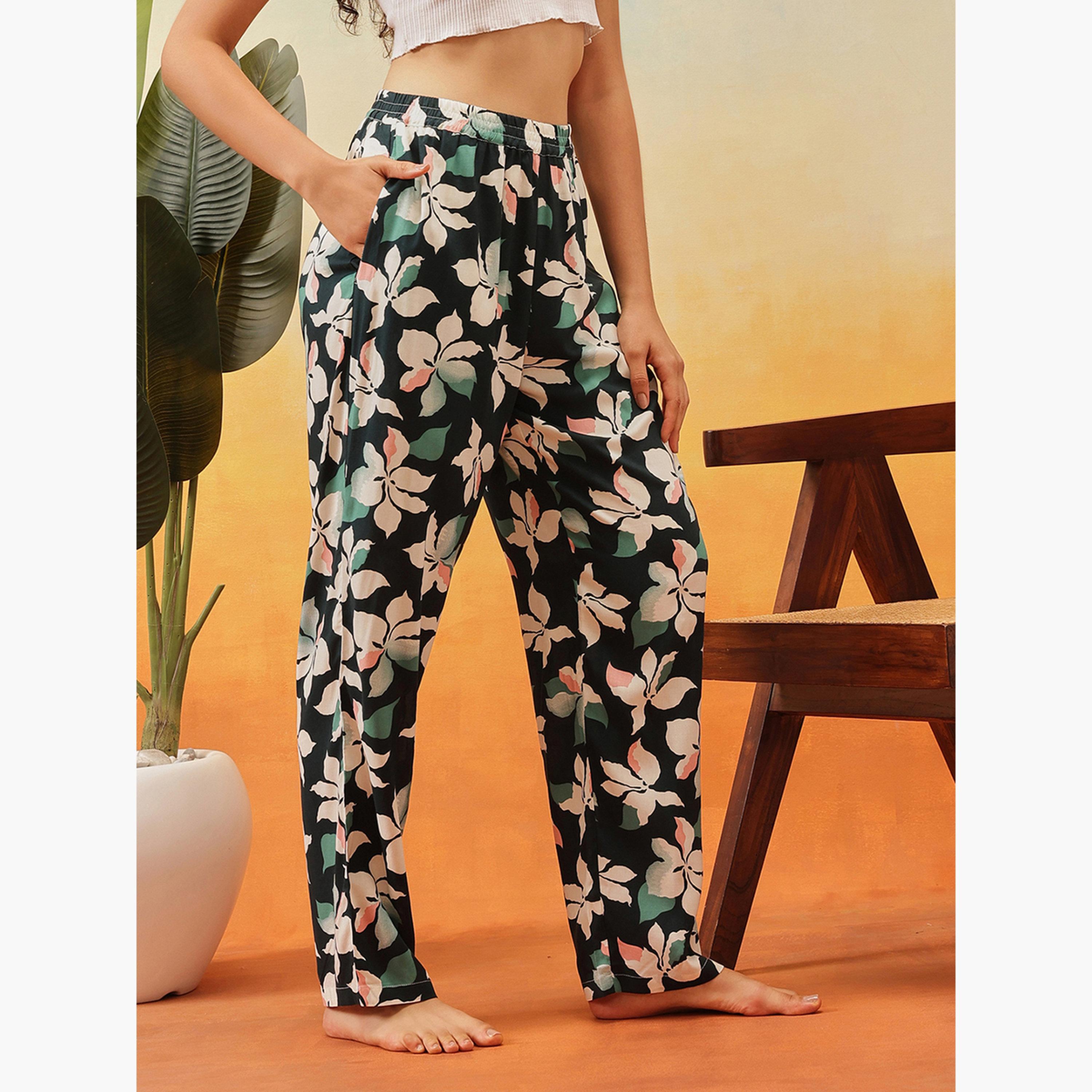 Clovia Floral Print Rayon Pyjama-women-clothing-nightwear-pyjamas-bottoms-image-4