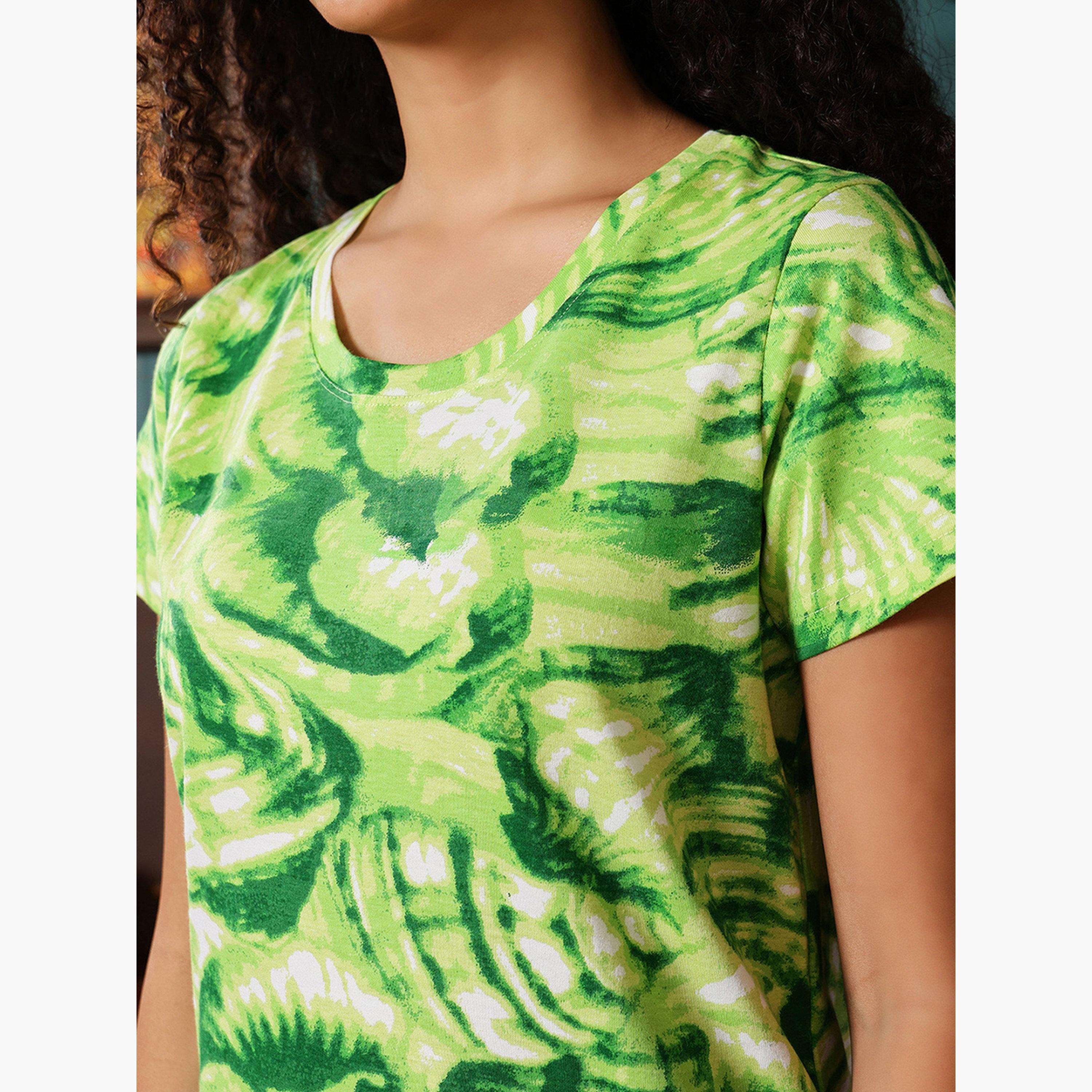 كلوفيا - تي شيرت وشورت بطبعة رخامية-women-clothing-nightwear-pyjamas-shortsets-image-1