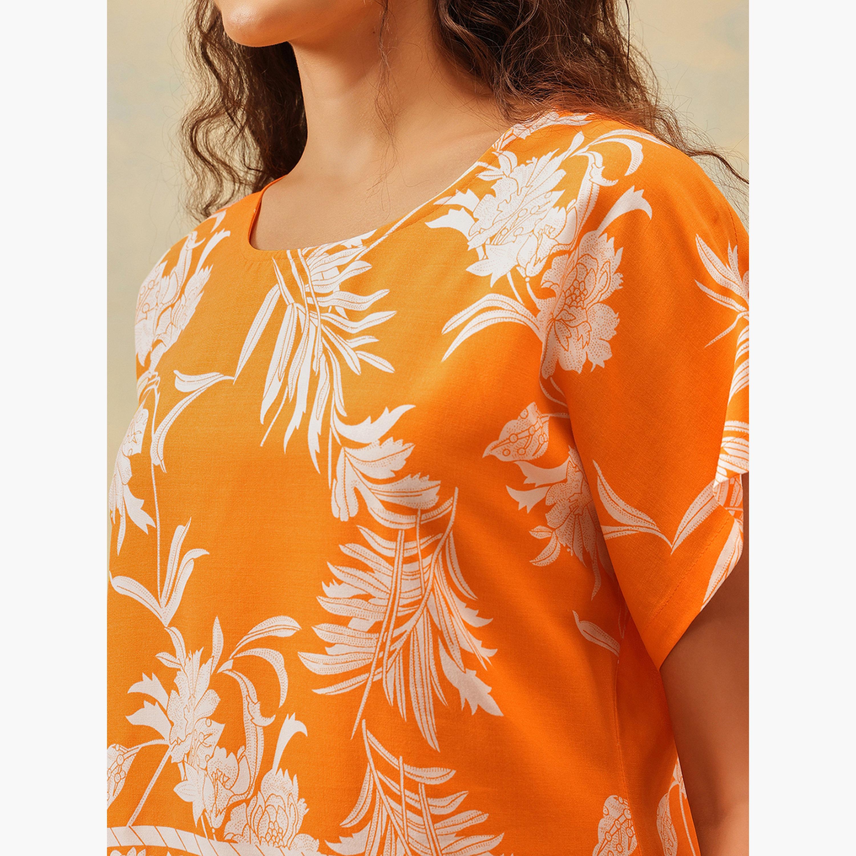 كلوفيا - طقم بلوزة وشورت بطبعة أوراق الشجر الزهرية من الرايون-women-clothing-nightwear-pyjamas-shortsets-image-6