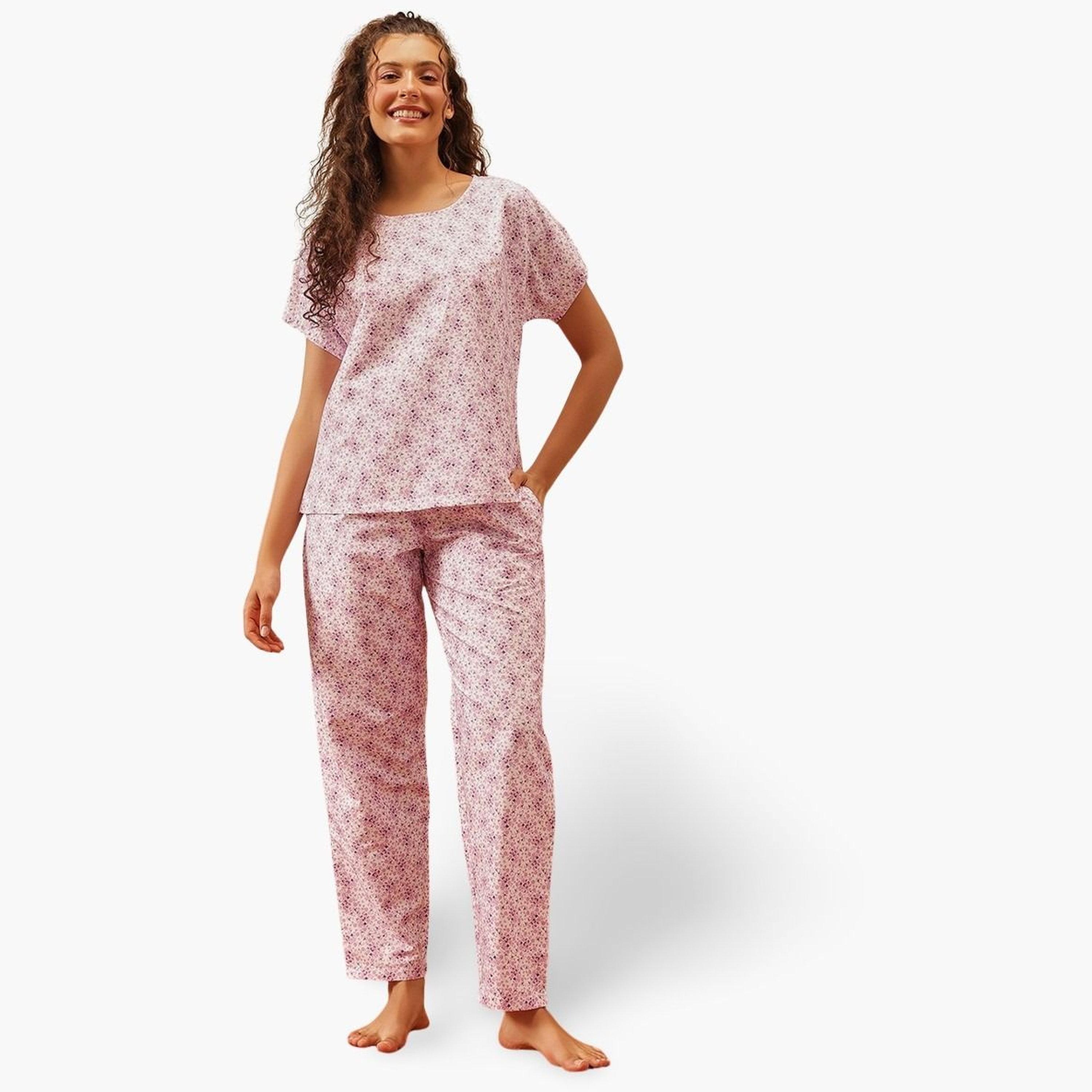 Clovia Rayon Floral Print Top and Pyjama Set-women-clothing-nightwear-pyjamas-longsets-image-1