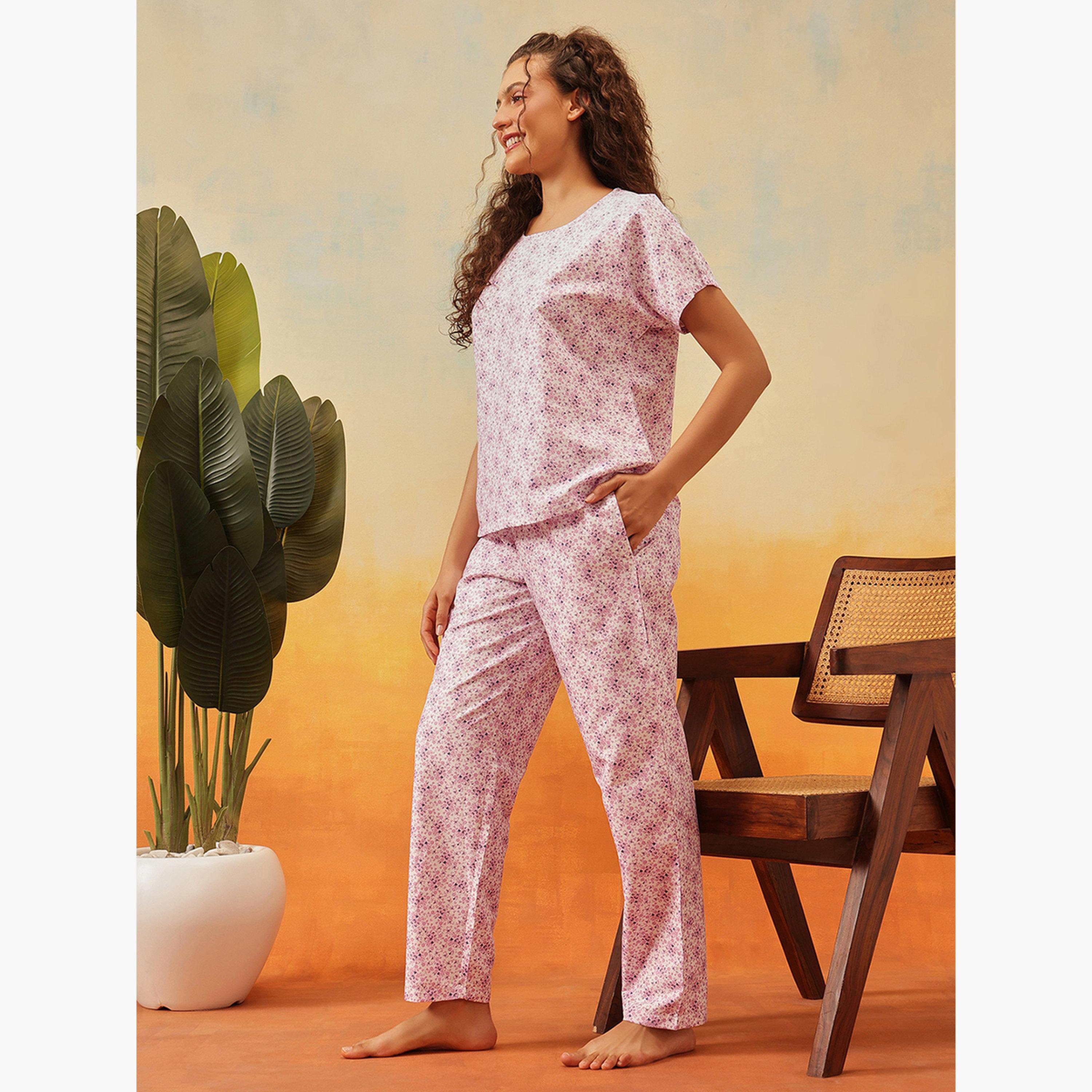 Clovia Rayon Floral Print Top and Pyjama Set-women-clothing-nightwear-pyjamas-longsets-image-4