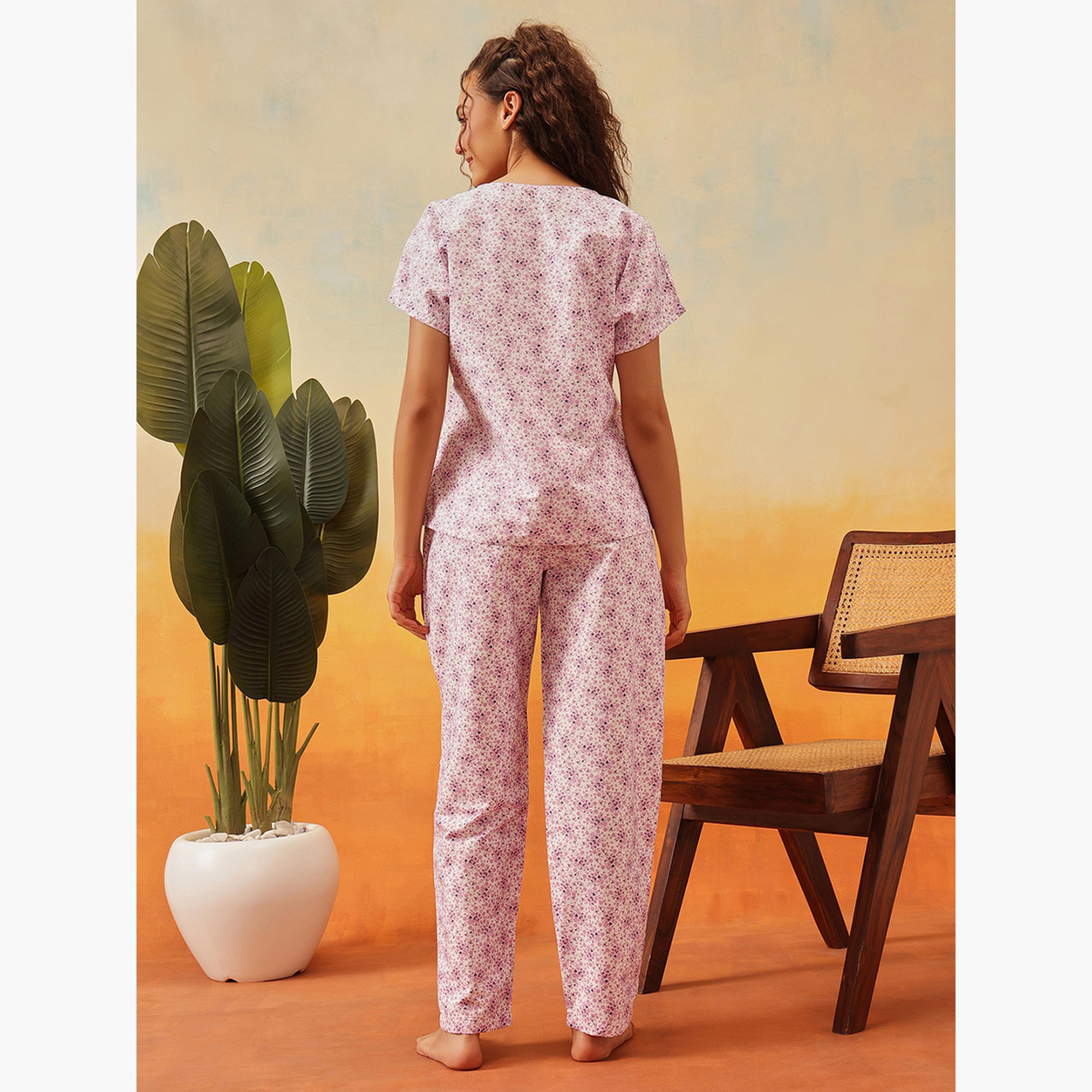 Clovia Rayon Floral Print Top and Pyjama Set-women-clothing-nightwear-pyjamas-longsets-image-5