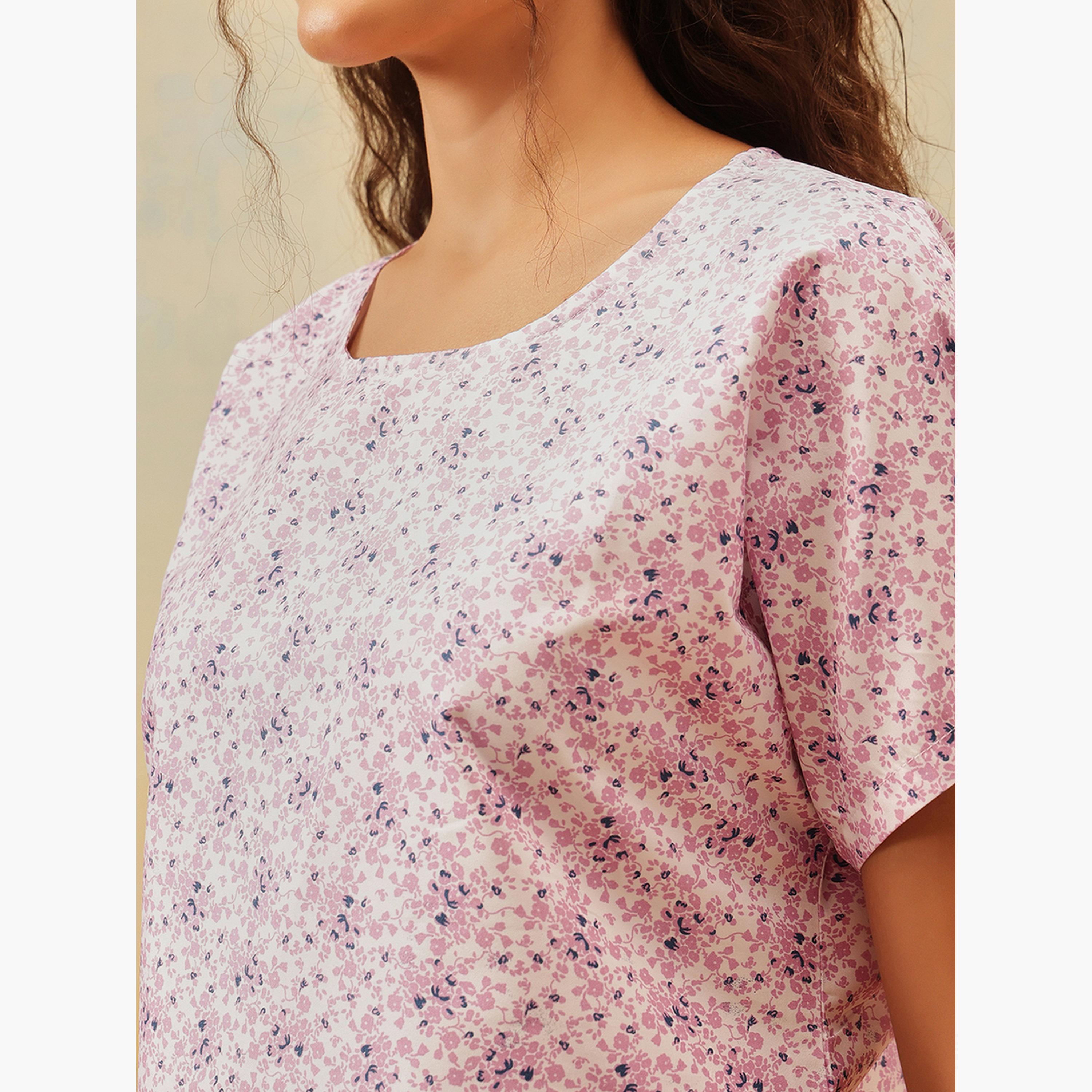 كلوفيا - بيجاما قميص حرير صناعي بطبعة زهور-women-clothing-nightwear-pyjamas-longsets-image-6