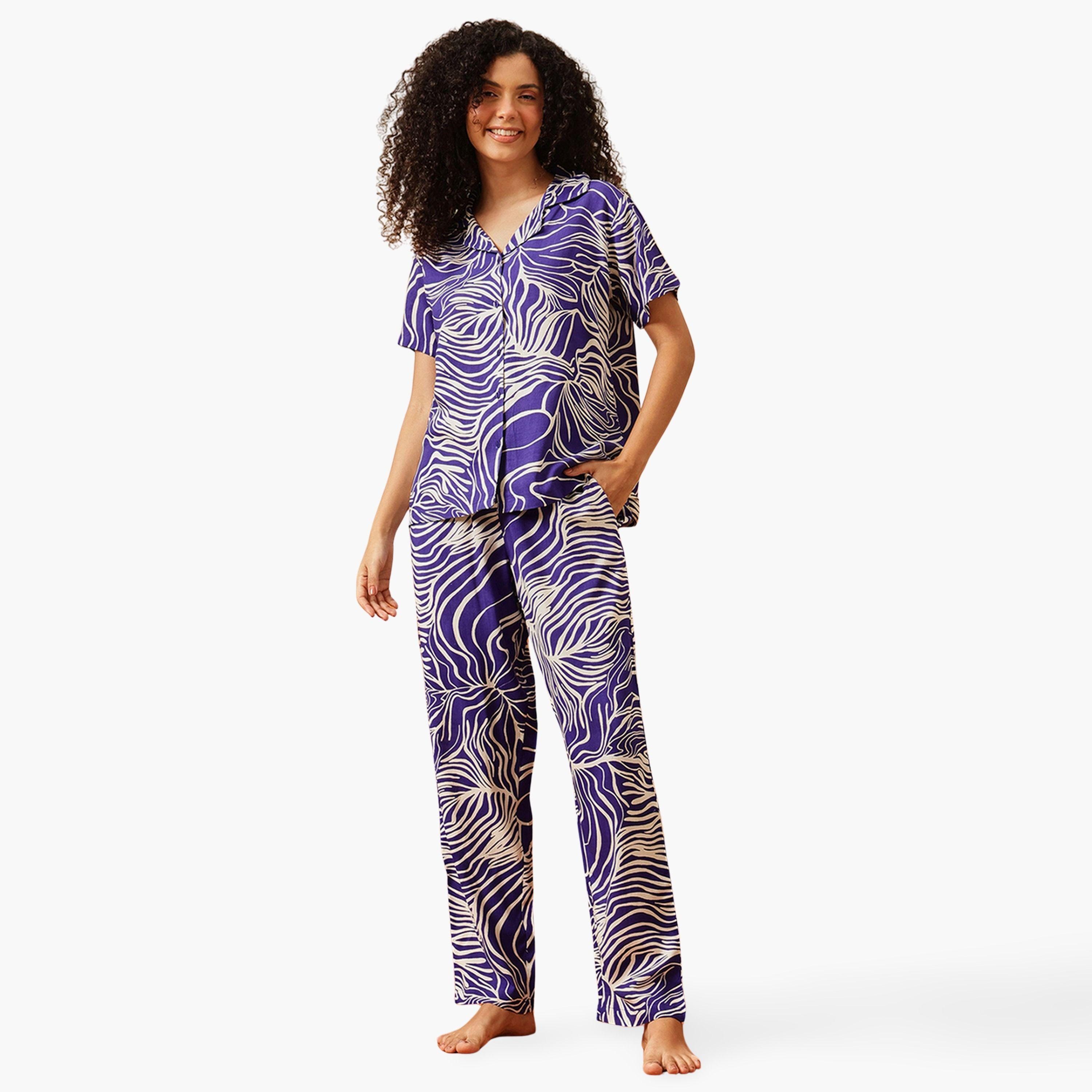 Clovia Rayon All Over Print Shirt and Pyjama Set-women-clothing-nightwear-pyjamas-longsets-image-1