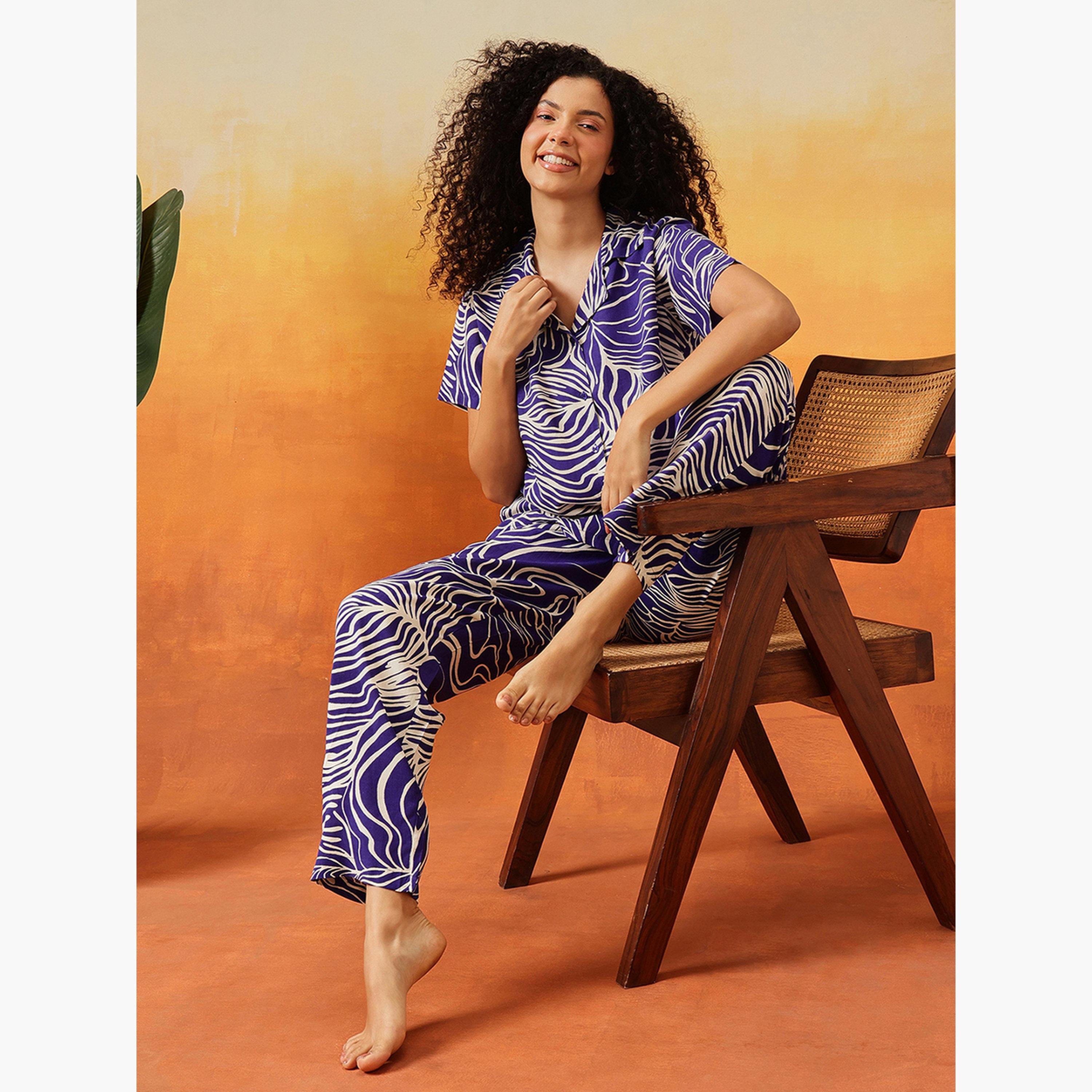 كلوفيا - بيجاما من قماش الرايون ابطبعة بالكامل-women-clothing-nightwear-pyjamas-longsets-image-2