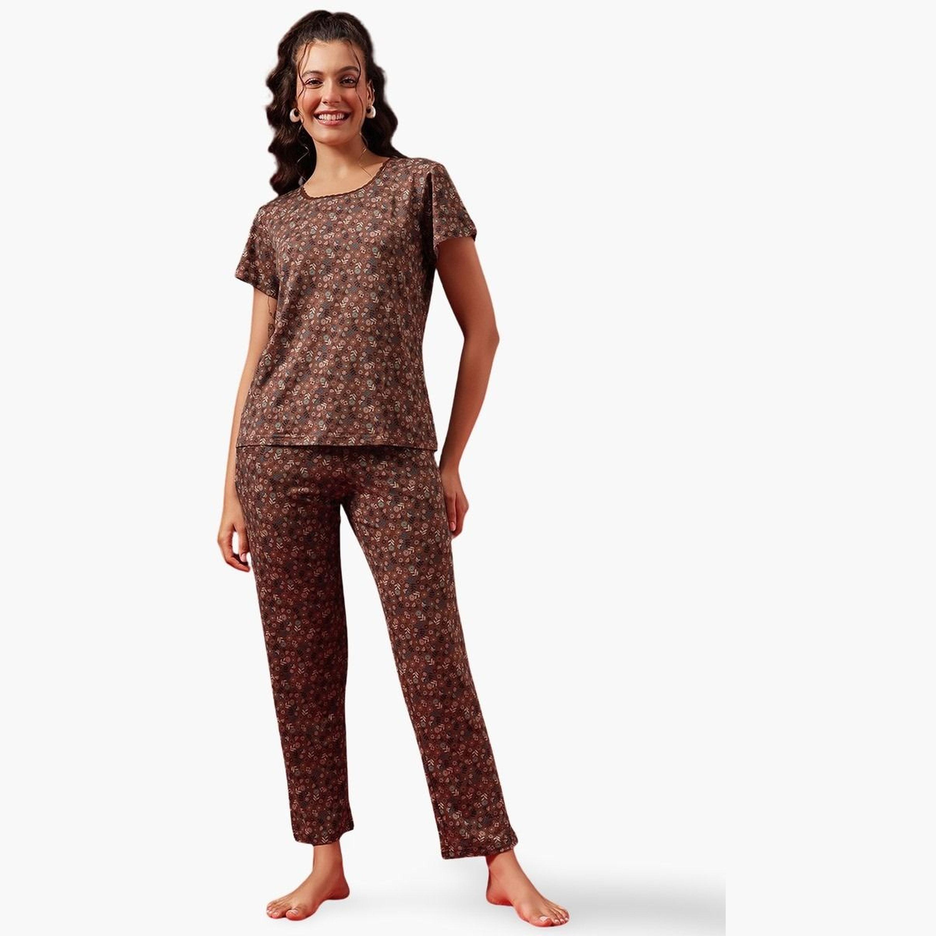 كلوفيا - بيجاما قميص بطبعة زهور-women-clothing-nightwear-pyjamas-longsets-image-1