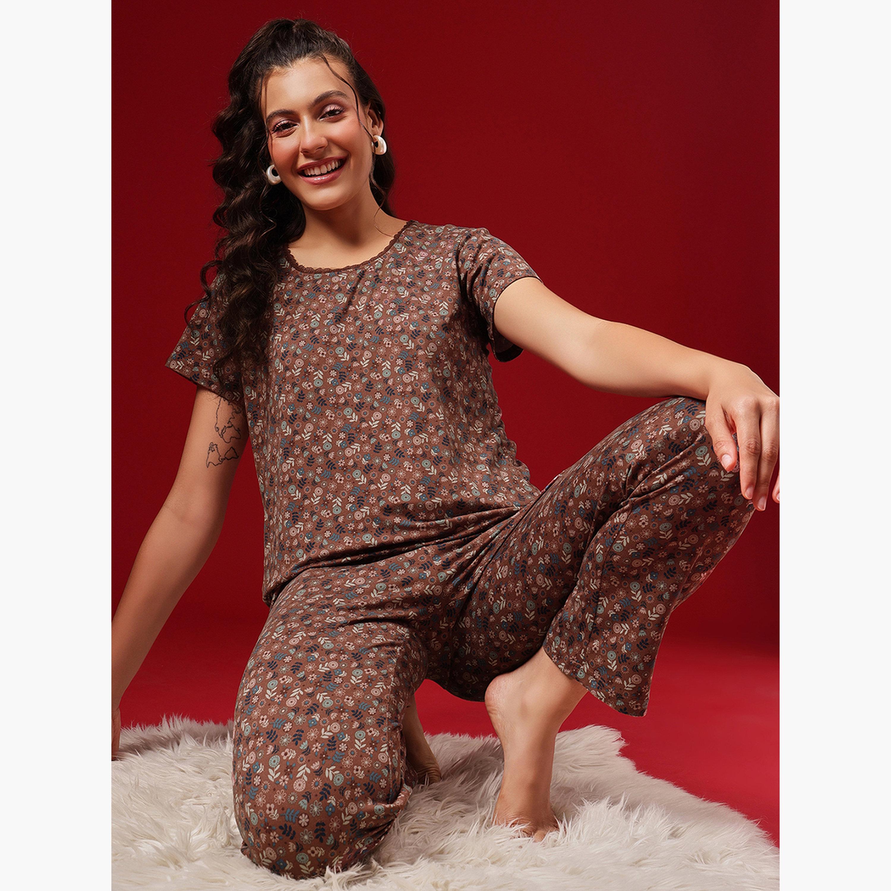 كلوفيا - بيجاما قميص بطبعة زهور-women-clothing-nightwear-pyjamas-longsets-image-2