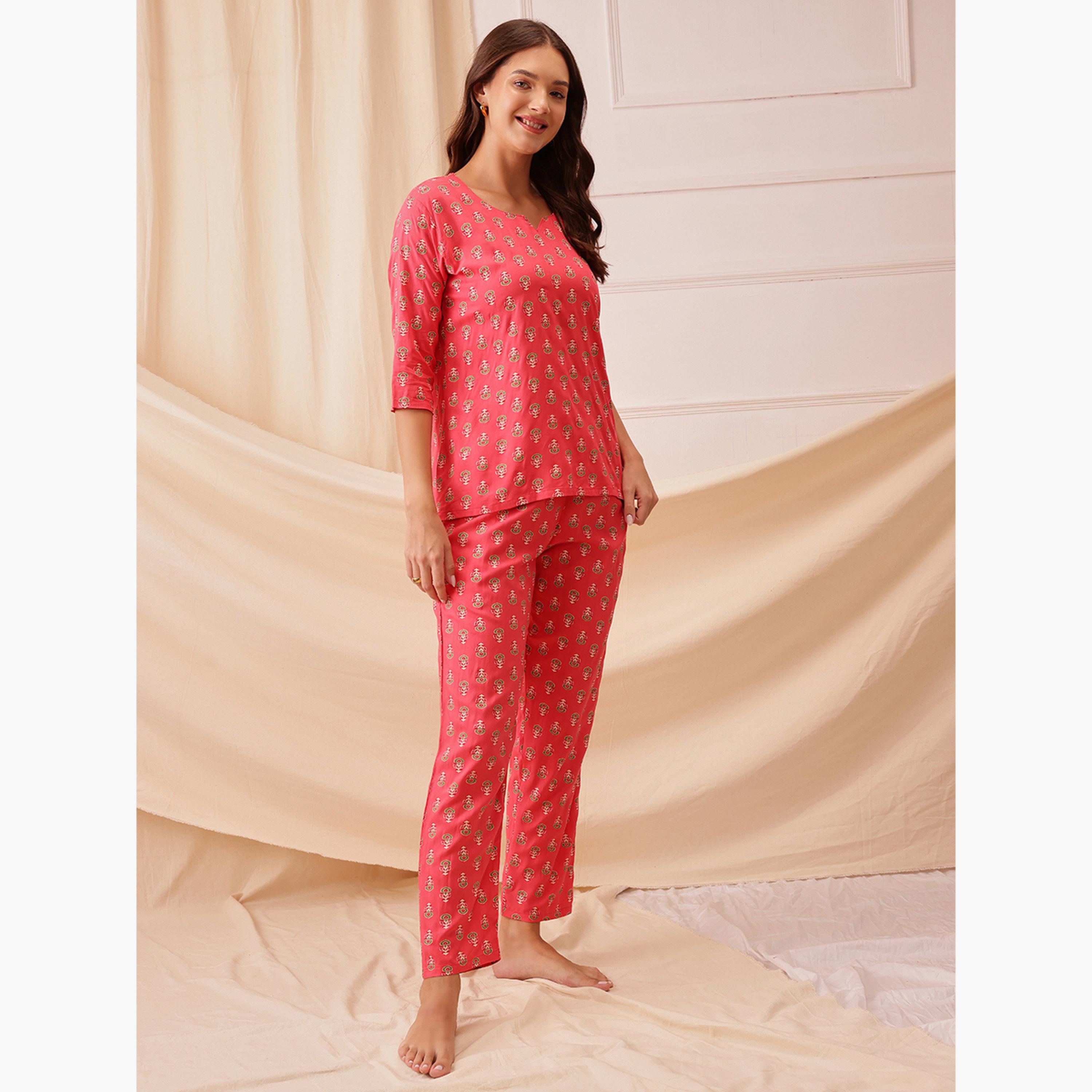 Clovia Rayon Floral Print Top and Pyjama Set-women-clothing-nightwear-pyjamas-longsets-image-5