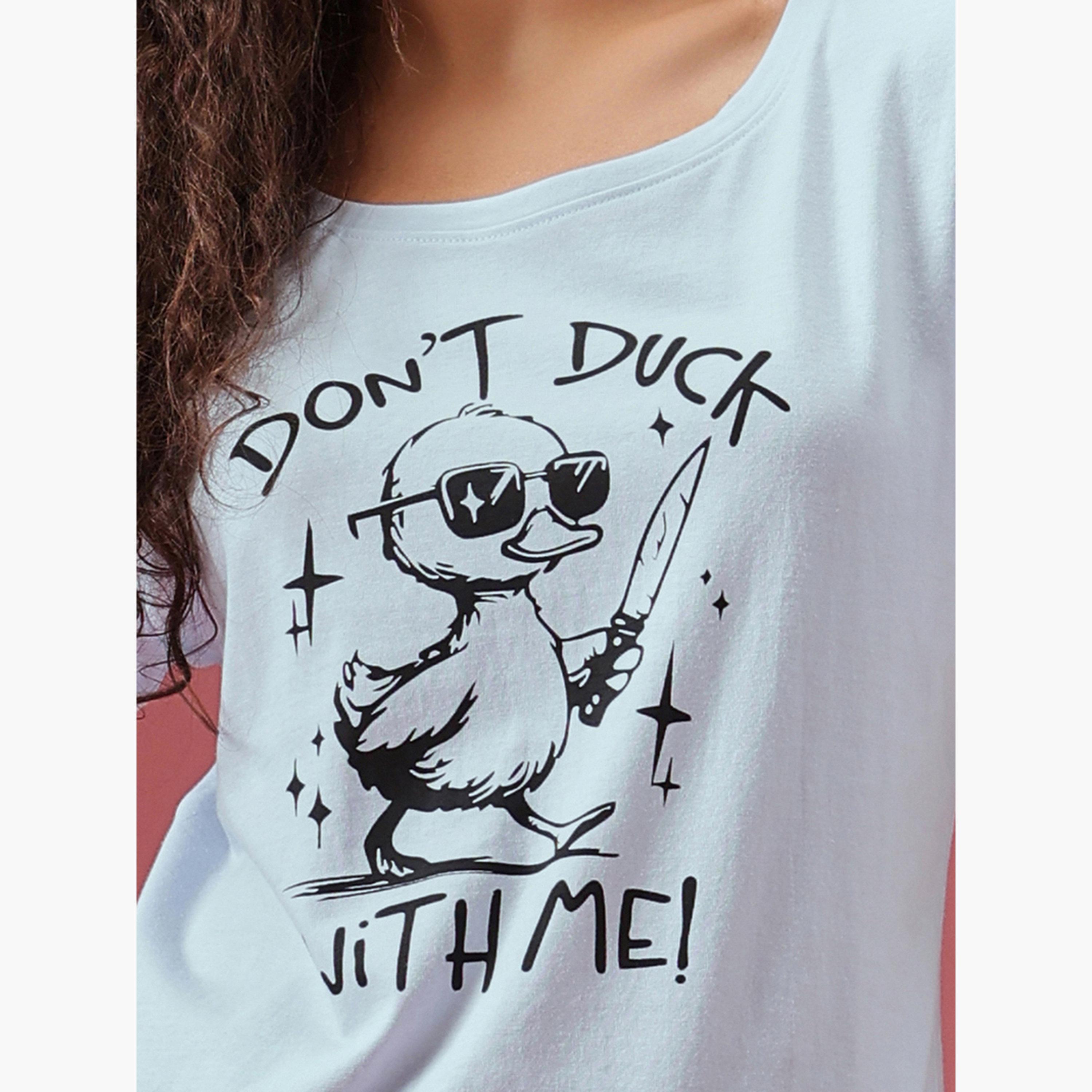 Clovia Graphic Print T-Shirt and Pyjama Set 100% Cotton-women-clothing-nightwear-pyjamas-longsets-image-6